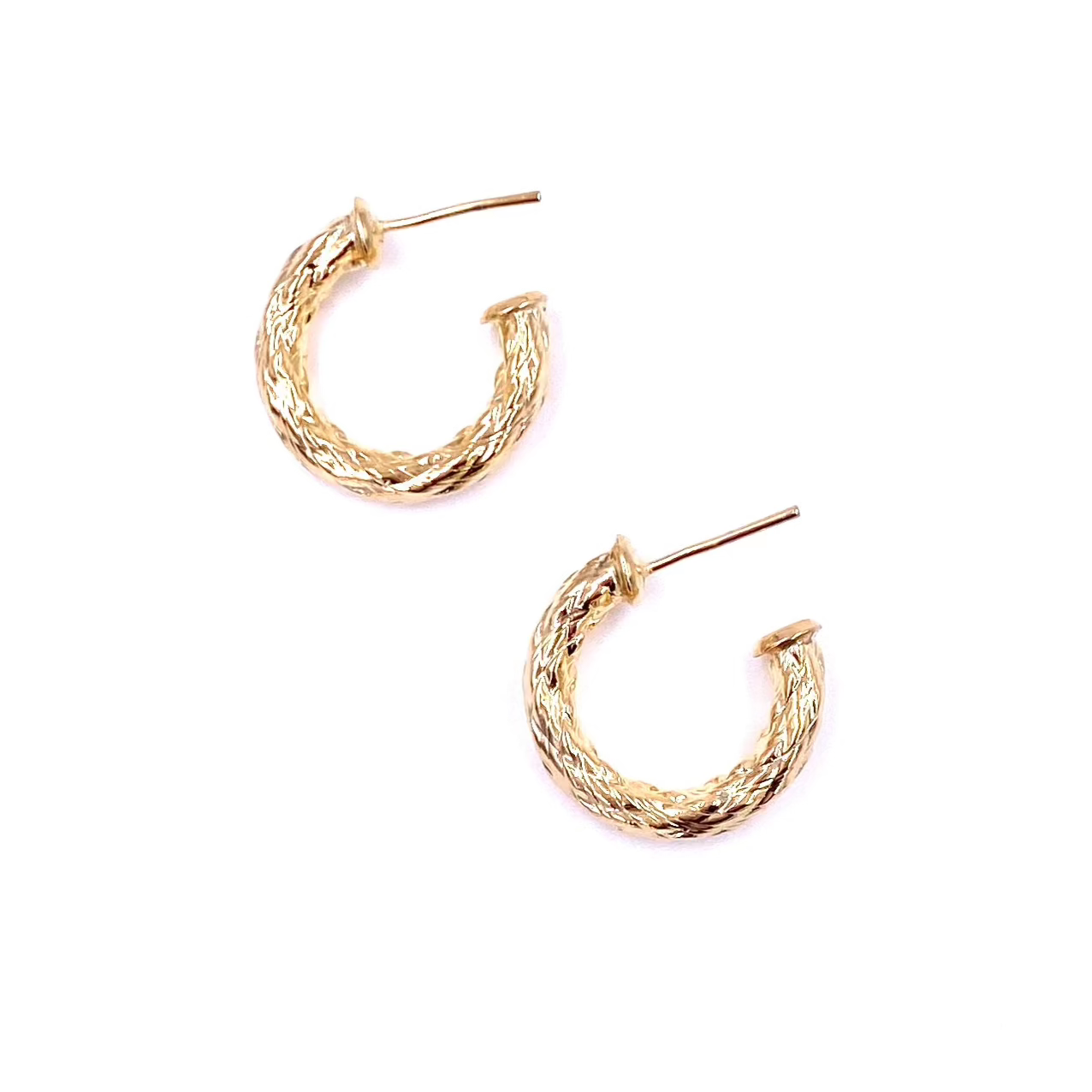 Ashley Gold Stainless Steel Gold Plated Twist & Diamond Cut 1/2