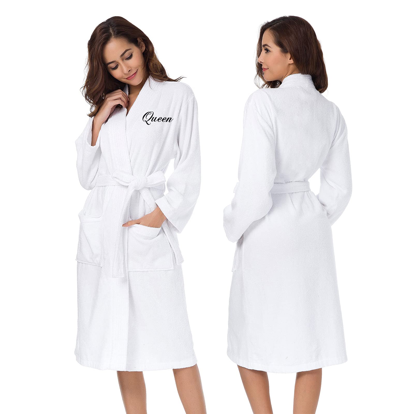AW BRIDAL 2-Piece Terry Cloth Robe Set for Women & Men - 100% Cotton Kimono Style Spa Bathrobe - Perfect Wedding Anniversary, Engagement & Bridal Shower Gift - Ideal for Honeymoon, Spa Days & Relaxing at Home