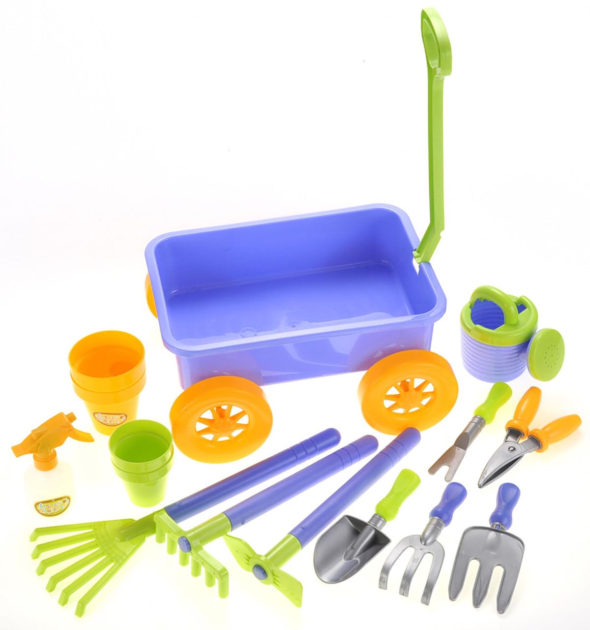 PowerTRC 15-Piece Kids Gardening Toy Set with Wagon - Outdoor Toddler Garden Tools for Sand, Beach & Yard Play - Pretend Play, Outdoor Activities & Educational Fun