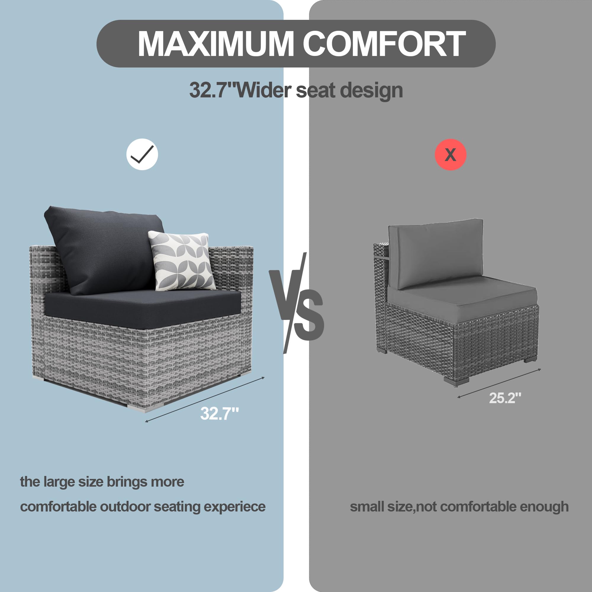 5-Piece All-Weather Wicker Patio Furniture Set - Outdoor Rattan Sectional Sofa with Ottoman & Cushions - Perfect for Garden, Poolside, Backyard & Lawn Relaxation