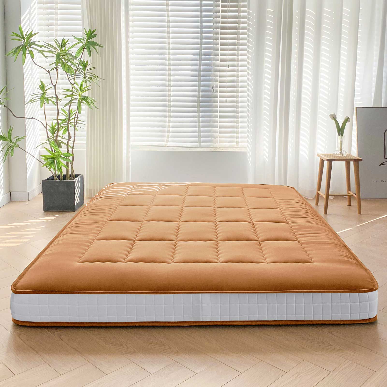 MAXYOYO 6-Inch Extra Thick Japanese Futon Mattress with Rectangle Quilting - Stylish Floor Bed for Home, Guest Room or Small Spaces - Black