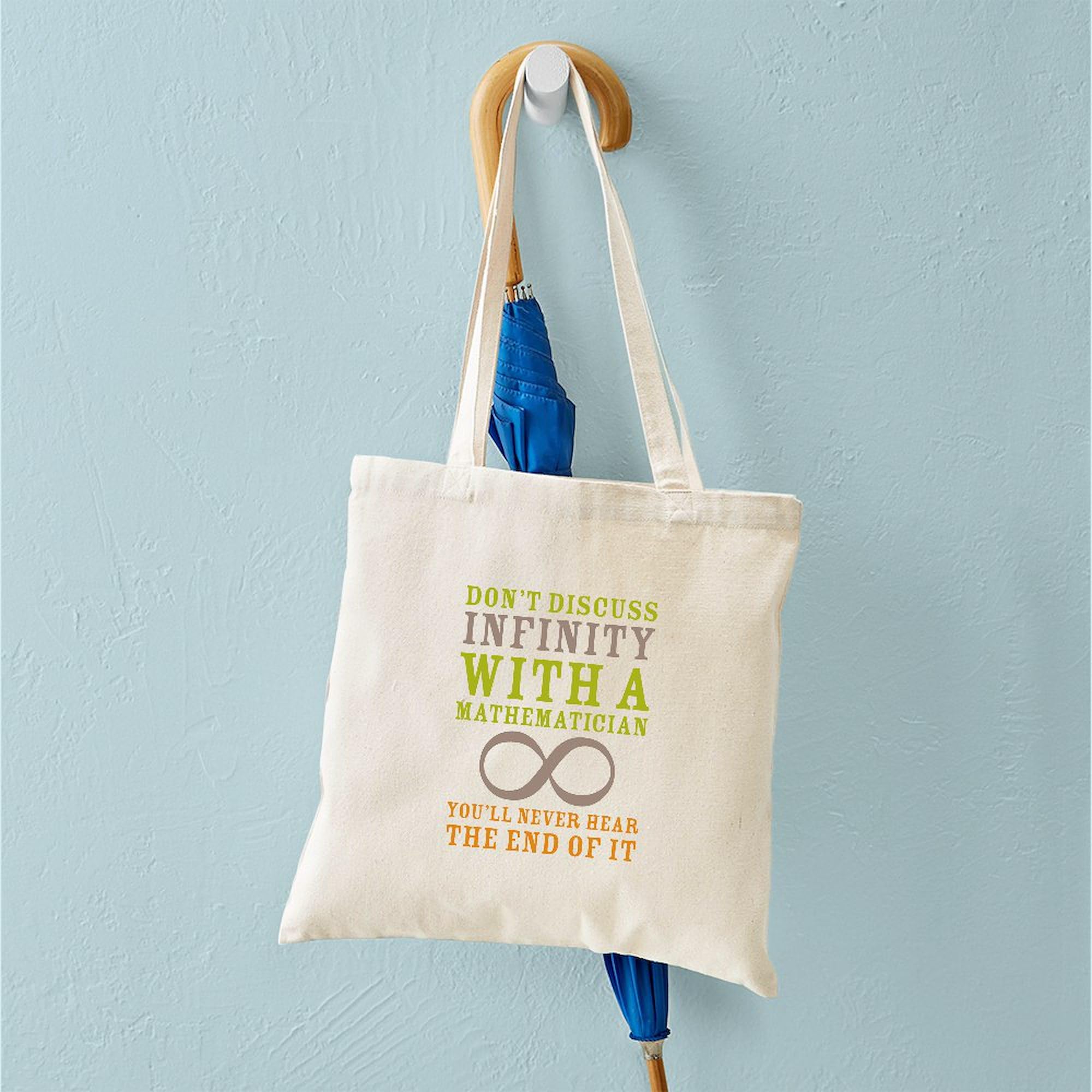 Infinity Math Tote Bag - Natural Canvas Reusable Shopping Bag for School, Work & Groceries | Eco-Friendly Cotton Tote with Mathematical Design