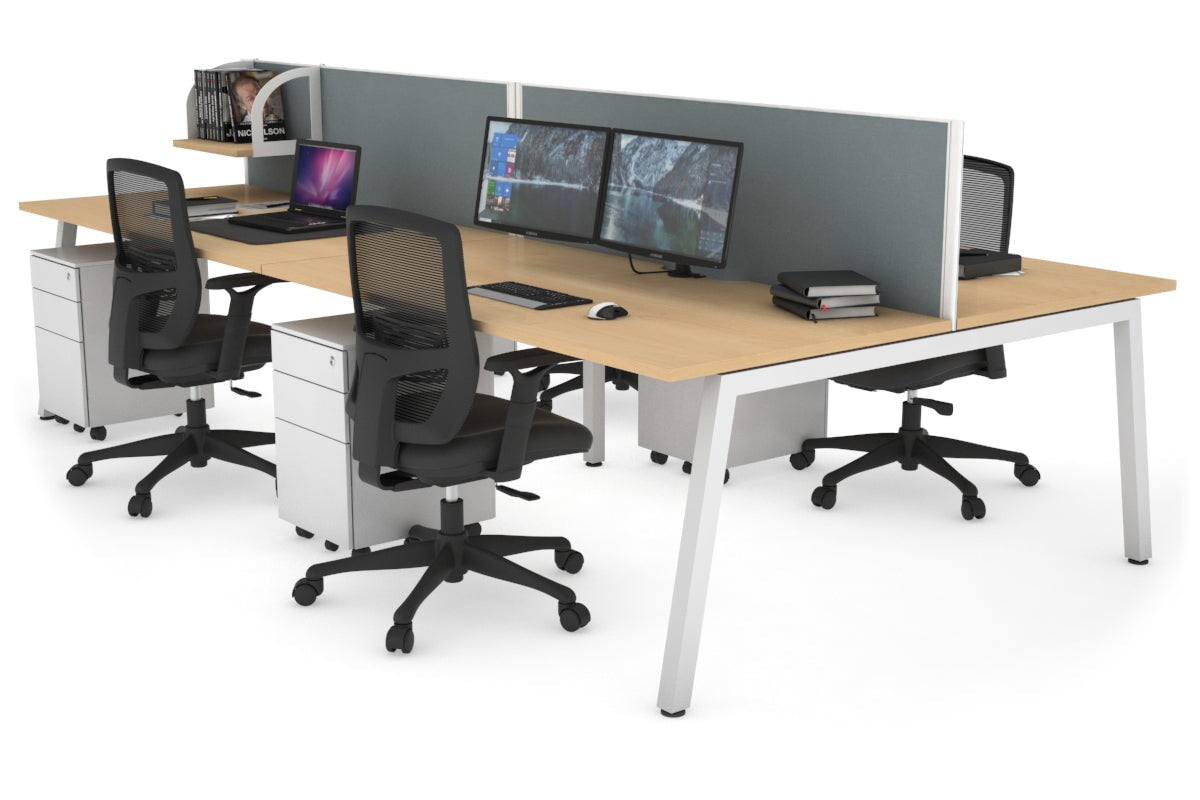 Quadro 4 Person Office Workstation Desk - 1400L x 800W with Cable Management - Perfect for Team Collaboration & Open Office Spaces