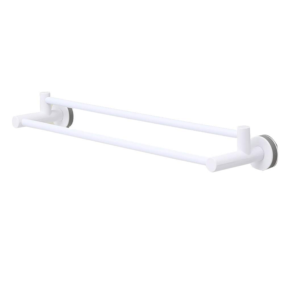 Stainless Steel Bathroom Shelves & Towel Rack - Double Rod Wall Mounted Storage Shelf with Strong Suction Cups for Bathroom Organization (Color A) | Perfect for Small Spaces, Apartments & Dorm Bathrooms
