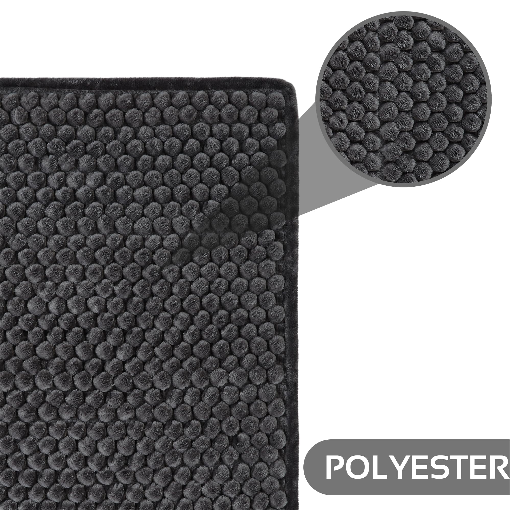 Better Trends Chenille Bath Mat - Non-Slip, Absorbent Bathroom Rug for Shower & Vanity, Charcoal 20