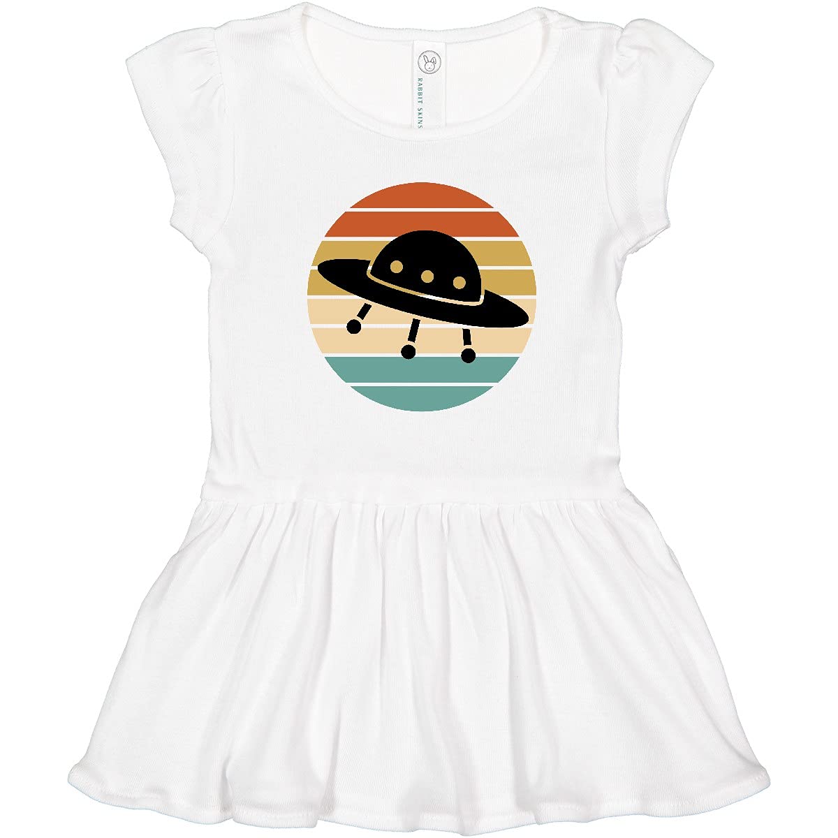 Inktastic Space Travel Saucer Retro Sunset Toddler Dress - Cute UFO Print Kids Outfit for Birthday Parties & Casual Wear