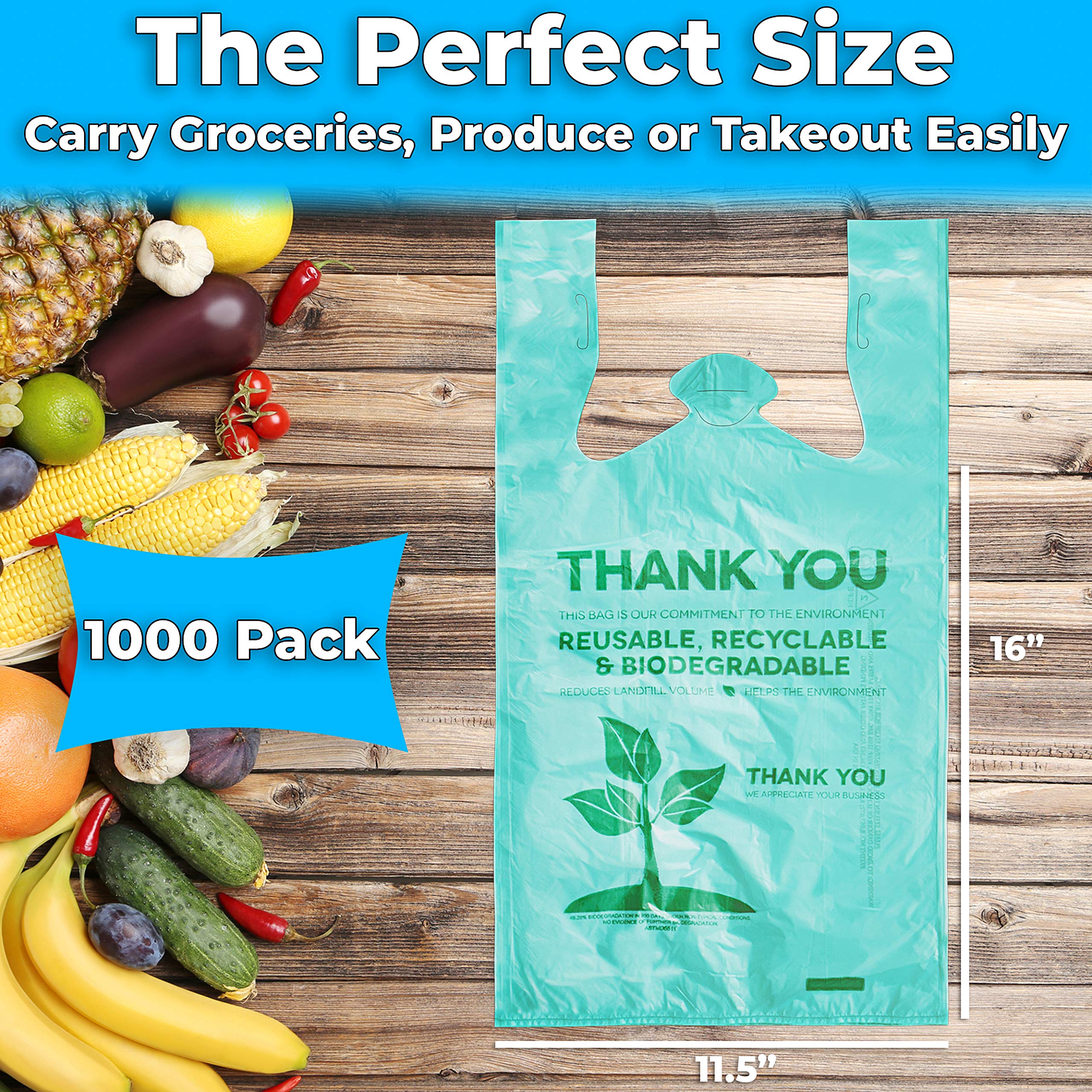 Avant Grub Heavy Duty Plastic Grocery Bags - Bulk T-Shirt Shopping Bags for Business & Restaurants - Thick Green Reusable Bags - Perfect for Retail Stores, Farmers Markets & Takeout Services