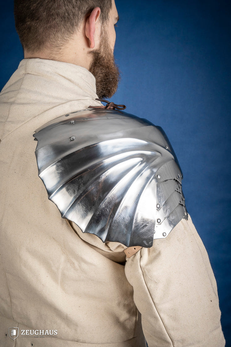 German Pauldrons 1.6mm Polished Steel - Medieval Armor Shoulder Protection for LARP, Cosplay & Renaissance Fairs | Historical Reenactment & Collectible Display