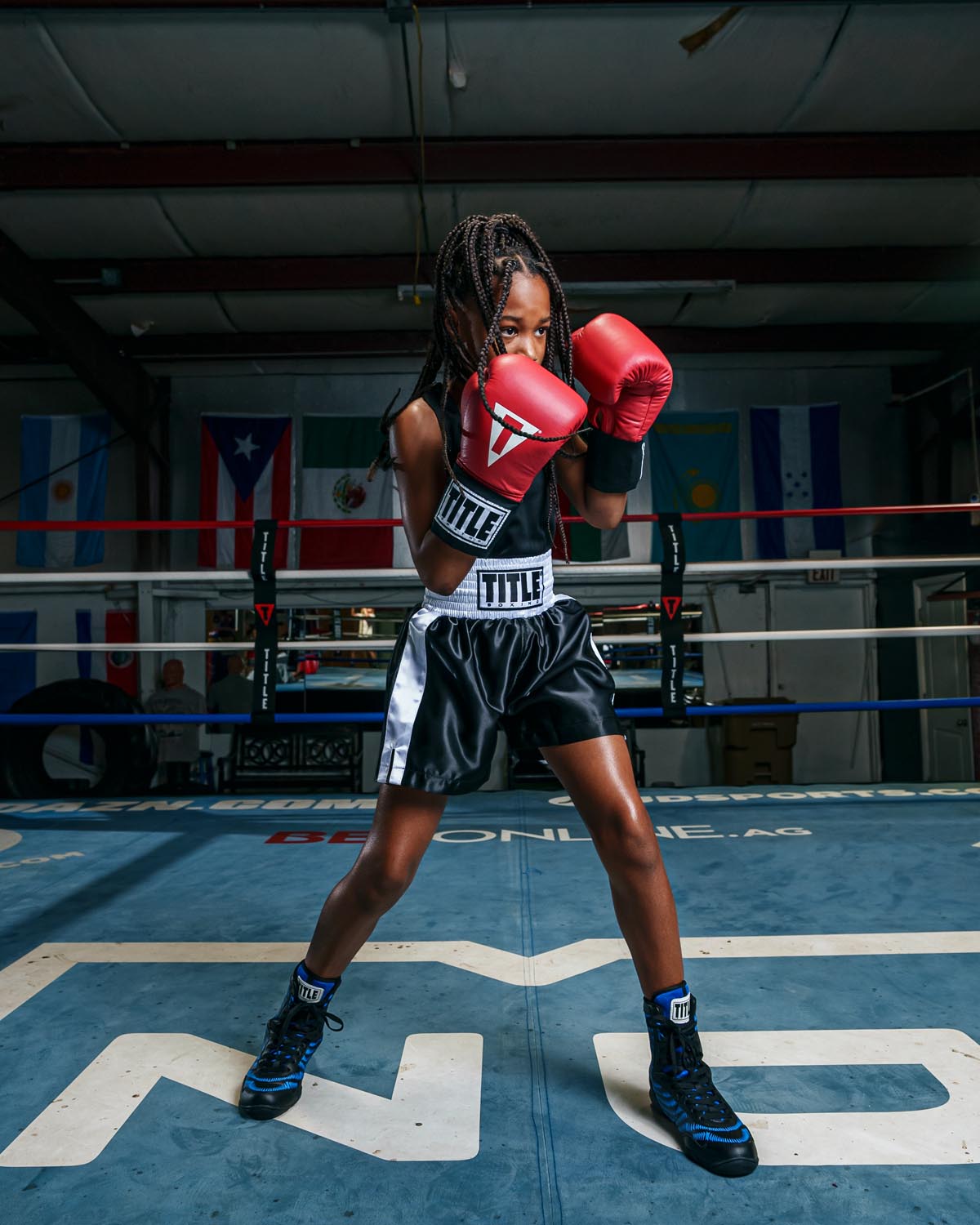 TITLE Boxing Professional Women’s Satin Striped Boxing Shorts - High Performance Training & Competition Apparel for Female Boxers