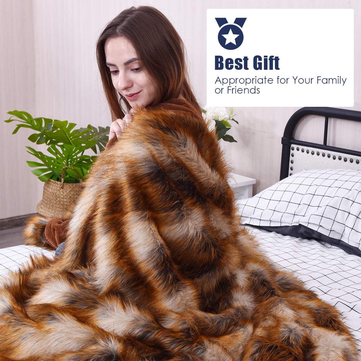 Giantex Faux Fur Throw Blanket 58