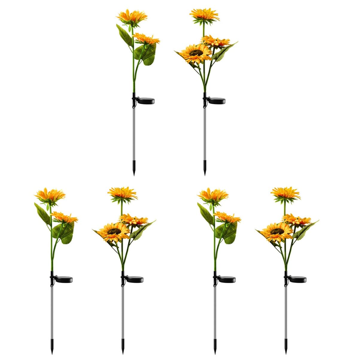 GANAZONO 6-Pack Sunflower Solar Lights for Outdoor Garden & Backyard - Waterproof Solar-Powered Landscape Decoration with Auto On/Off - Perfect for Pathways, Patios, and Yard Decor