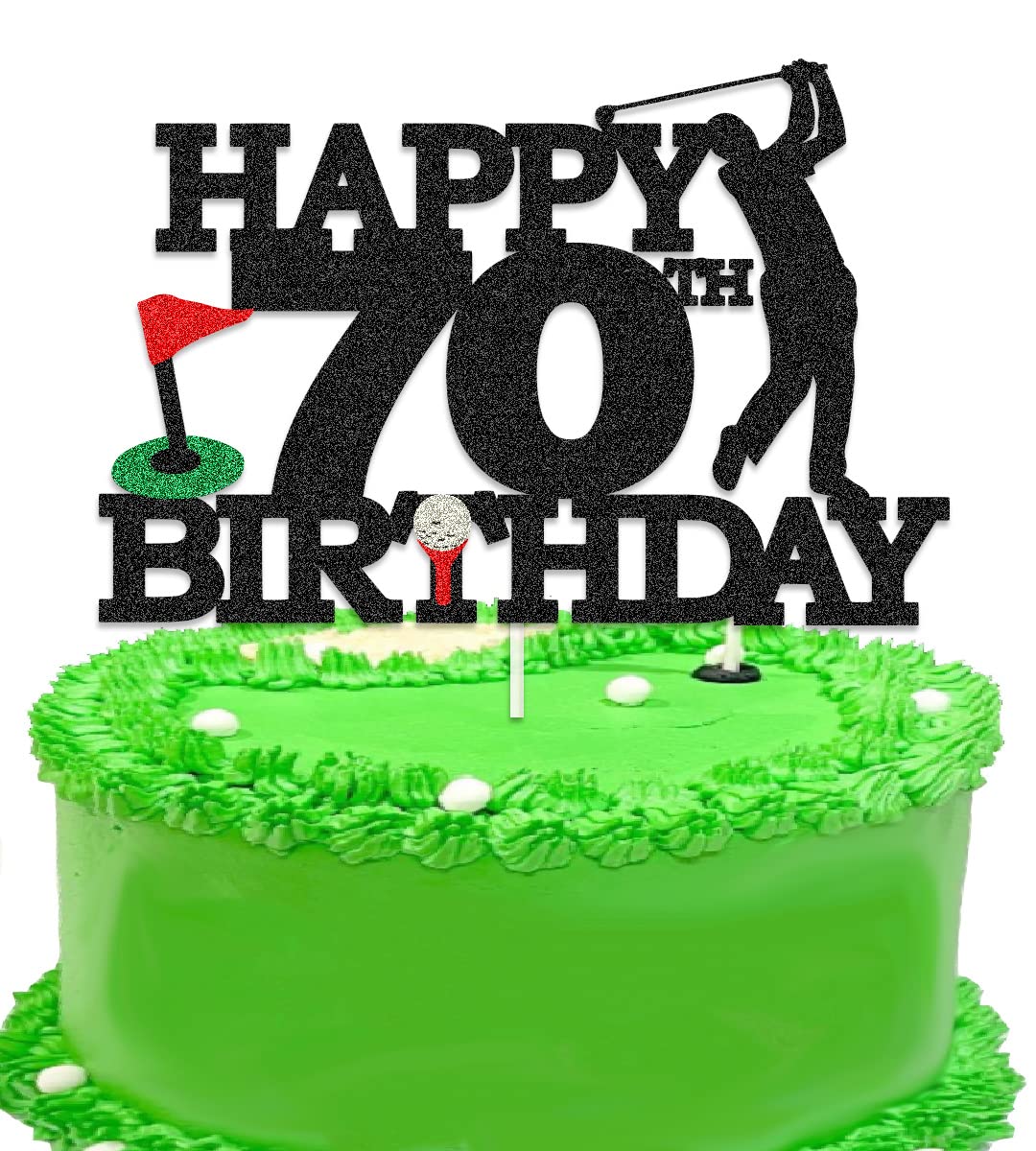 Golf Cake Toppers for 70th Birthday - Happy Birthday Golf Decorations for Golf Themed Parties & 70th Birthday Celebrations | Perfect for Golf Lover's Birthday Cakes & Retirement Parties