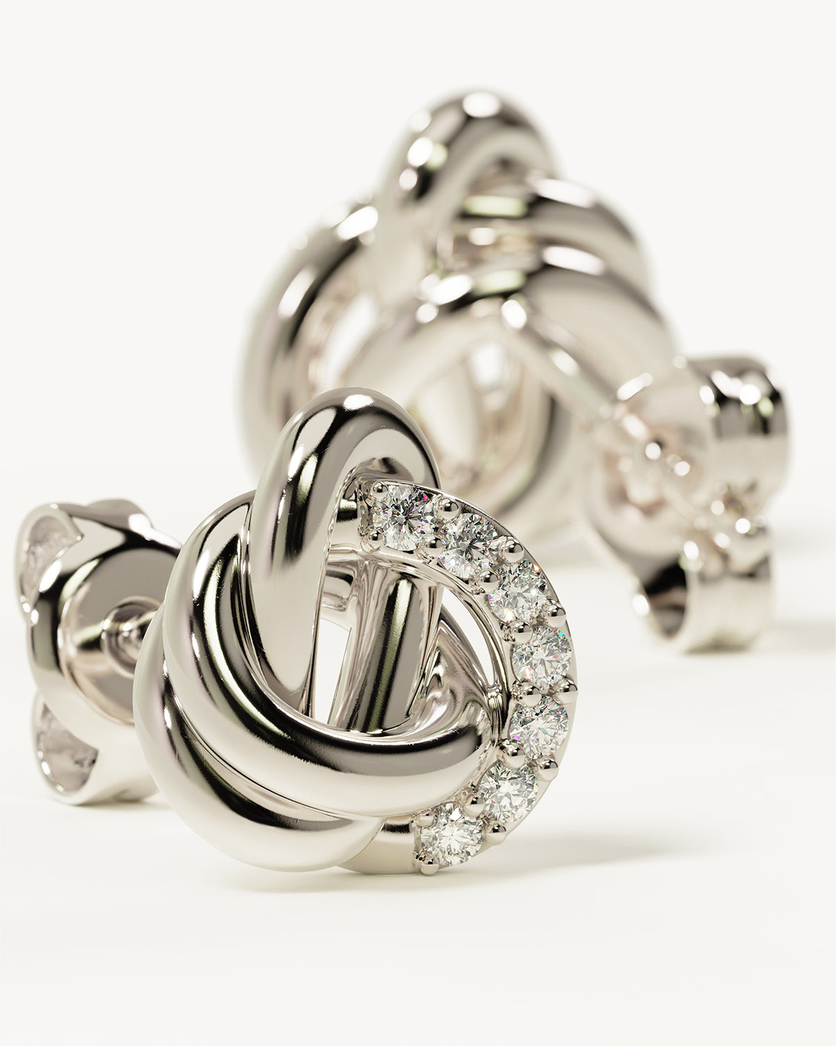 Lab Grown Diamond Earrings in Sterling Silver with Endless Knot Design - Perfect for Weddings, Anniversaries & Special Occasions