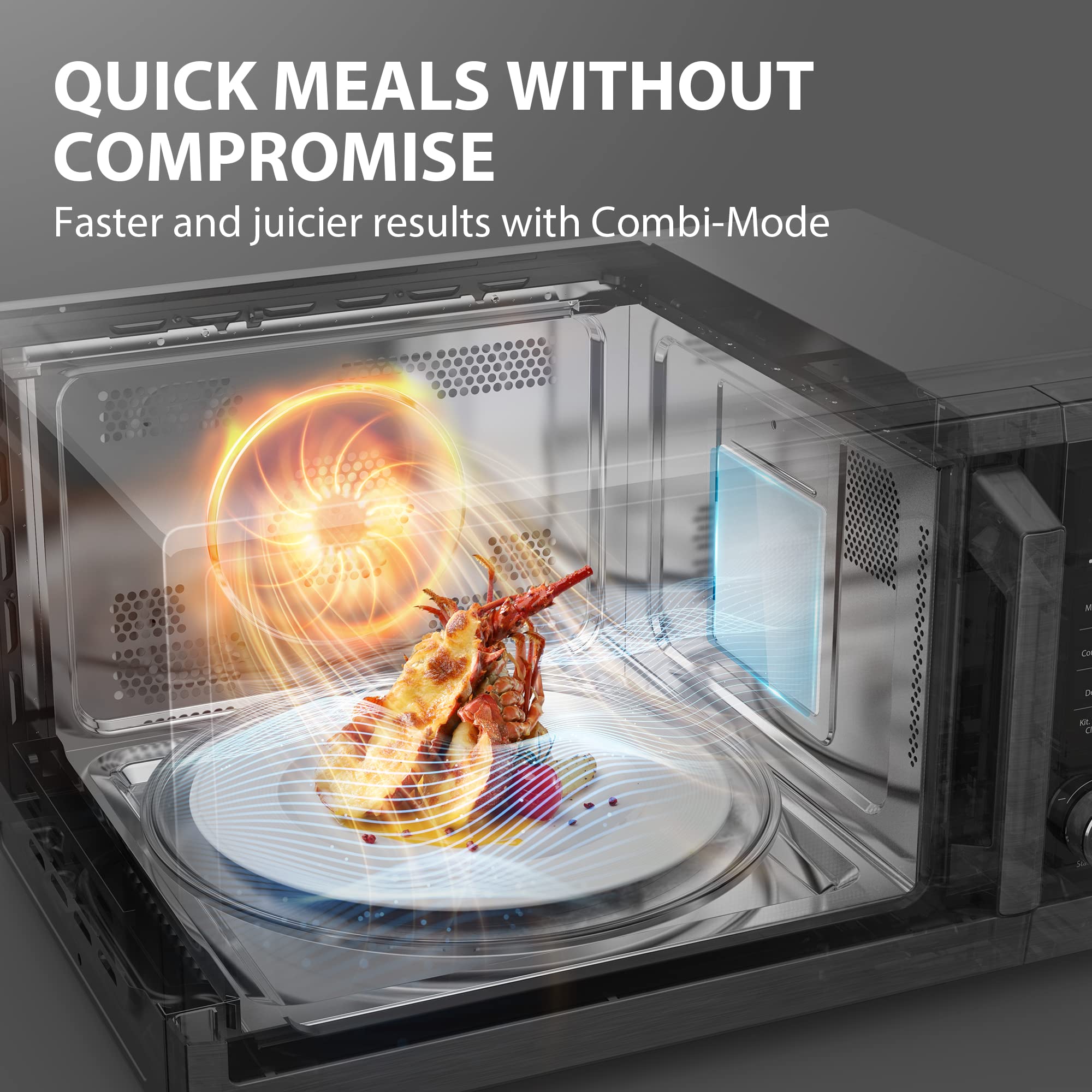TOSHIBA 1.0 cu.ft Countertop Microwave Oven with Air Fryer Combo - 1000W Inverter Convection Microwave, Broil Function, Speedy Combi, Even Defrost, Humidity Sensor, Mute, 27 Auto Menus - Stainless Steel - Perfect for Small Kitchens, Dorms & Apartments