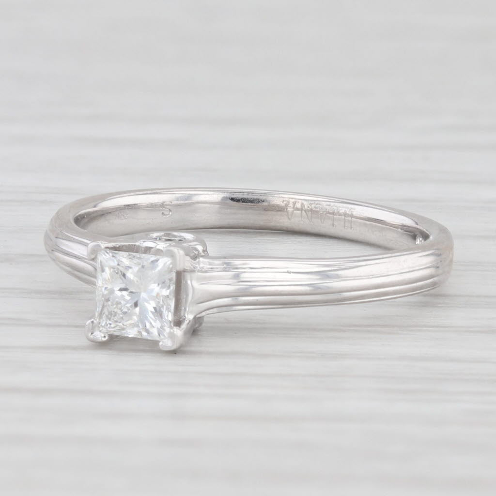 0.47ct Princess Cut Diamond Solitaire Engagement Ring in 18k White Gold - Size 6.75 - Perfect for Proposals, Anniversaries & Special Occasions