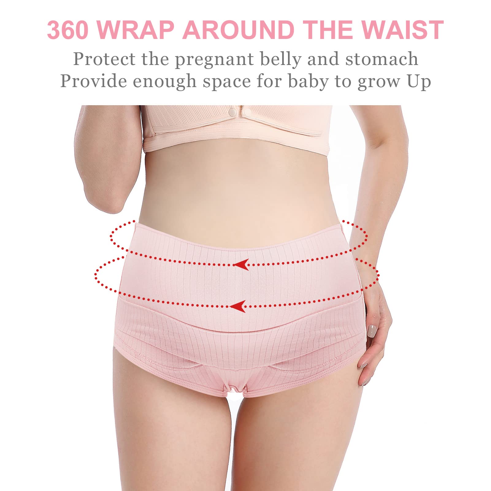 FEOYA Women's Maternity Underwear - Over Bump Cotton Pregnancy Panties, Plus Size High Waist Seamless Briefs (3 Pack) - Comfortable for Sleeping, Daily Wear & Postpartum Recovery