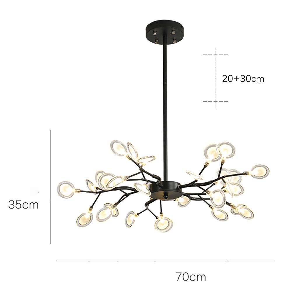 54-Lights Adjustable Black Metal Industrial Sputnik Chandelier with Chrome Finish & Lollipop Glass Shades - Modern Ceiling Light for Kitchen, Dining Room, Bar or Living Room Decor