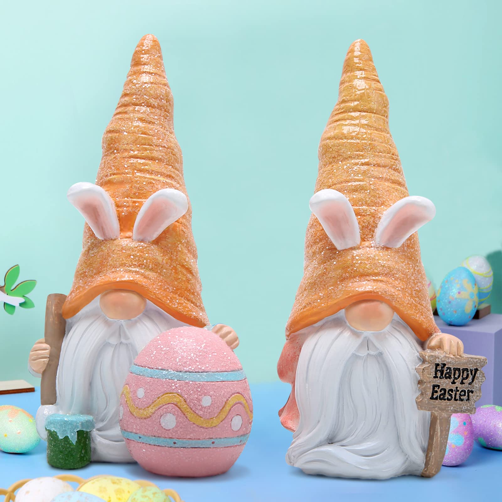 Easter Gnomes Bunny Doll Decor - Resin Home Ornaments, Table Centerpiece, Valentine's Day Gifts (Radish Gnome) - Perfect for Spring Decor, Easter Party Favors & Holiday Home Accents