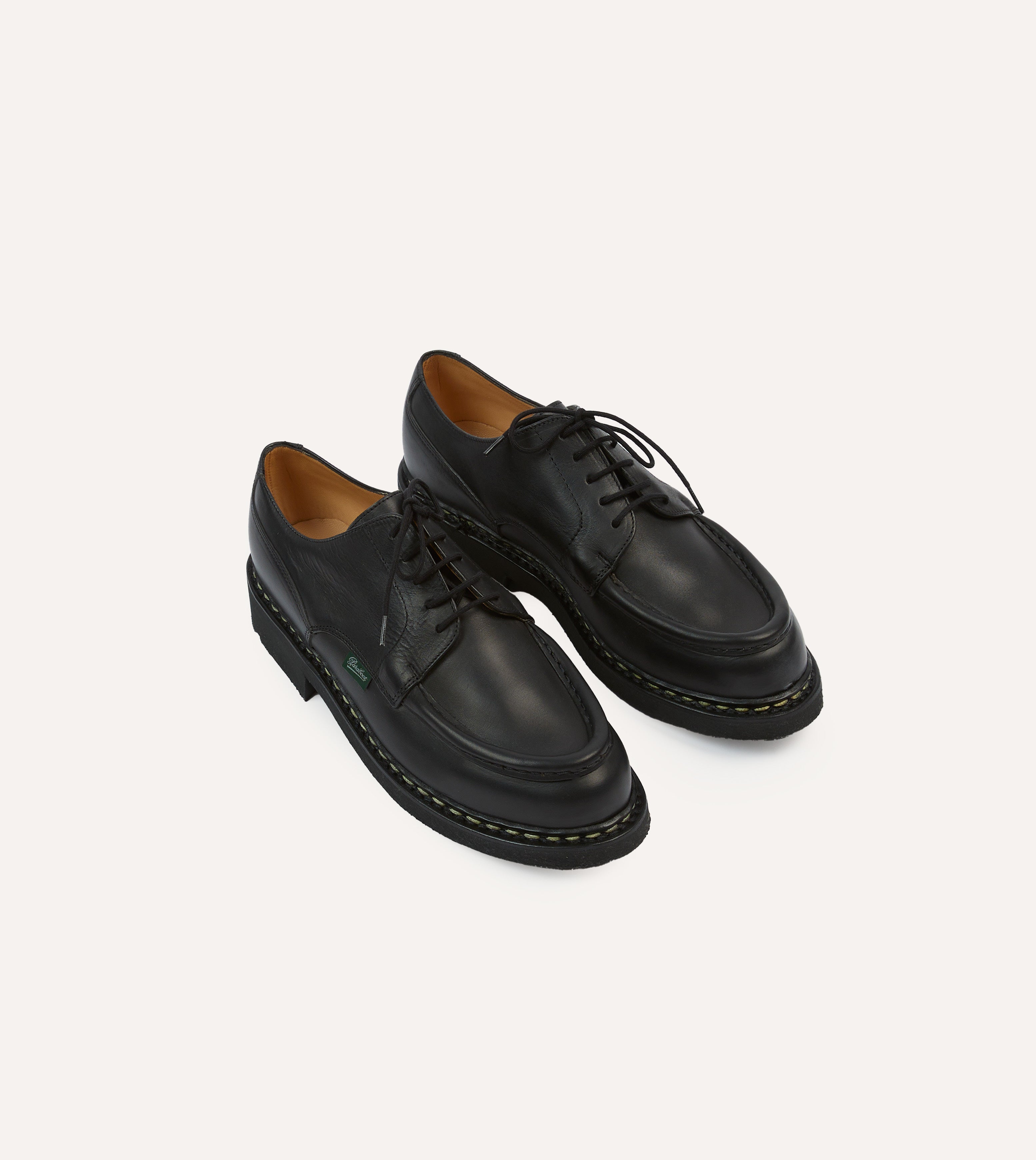 Paraboot Villandry Men's Derby Shoes - Premium Noir Calf Leather - Classic Formal & Casual Footwear for Work, Office, and Special Occasions