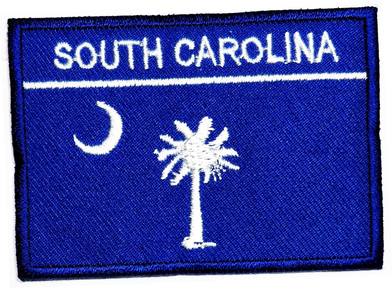 South Carolina State Flag Embroidered Iron-On Patch - Biker Motorcycle MC Club DIY Applique for Jackets, Vests, Jeans & Shirts (5-Pack) - Perfect for Motorcycle Riders, Club Members & Patriotic Fashion