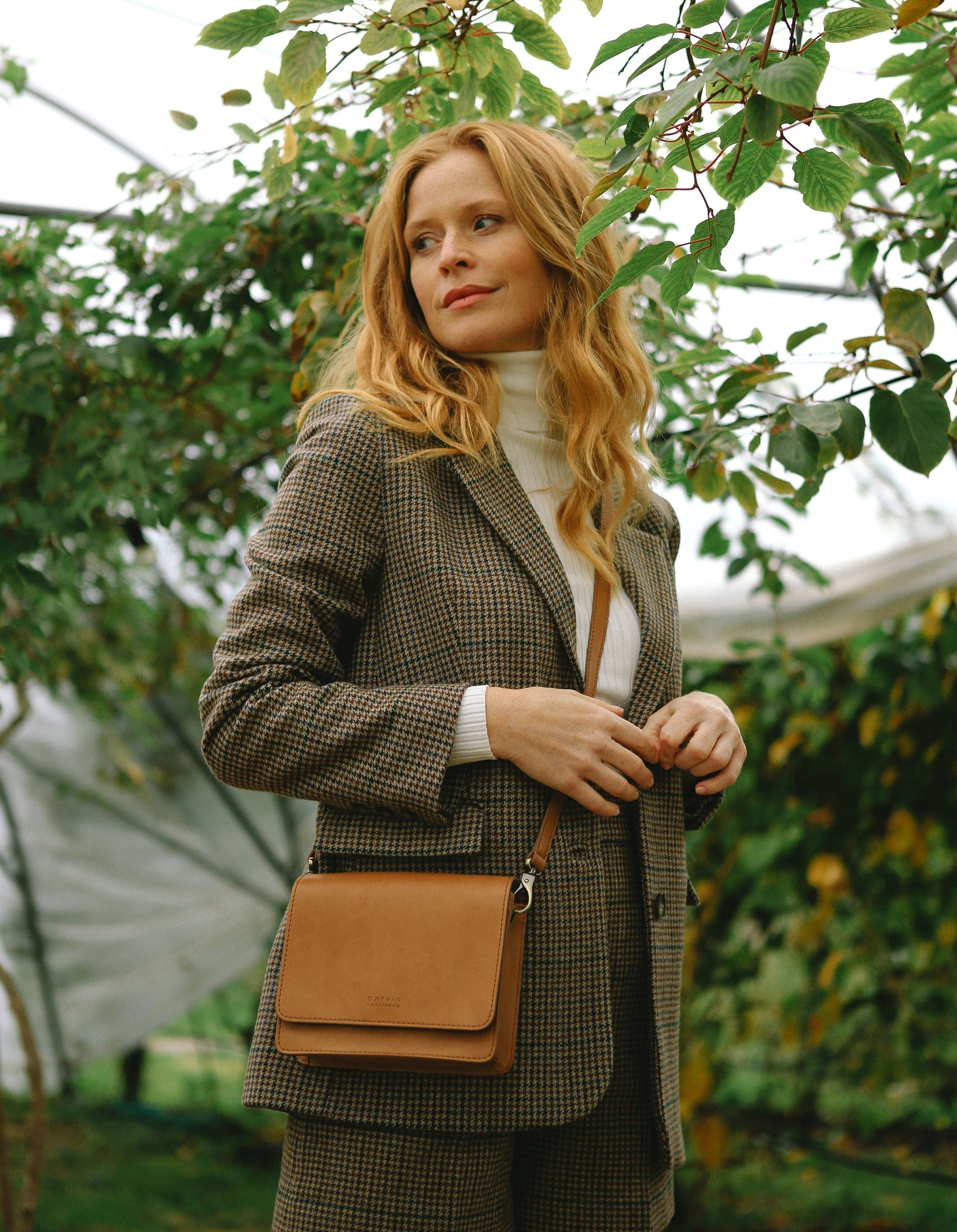 Mini Audrey Apple Leather Vegan Crossbody Bag for Women - Brown | Stylish & Eco-Friendly Purse for Everyday Use, Work & Travel