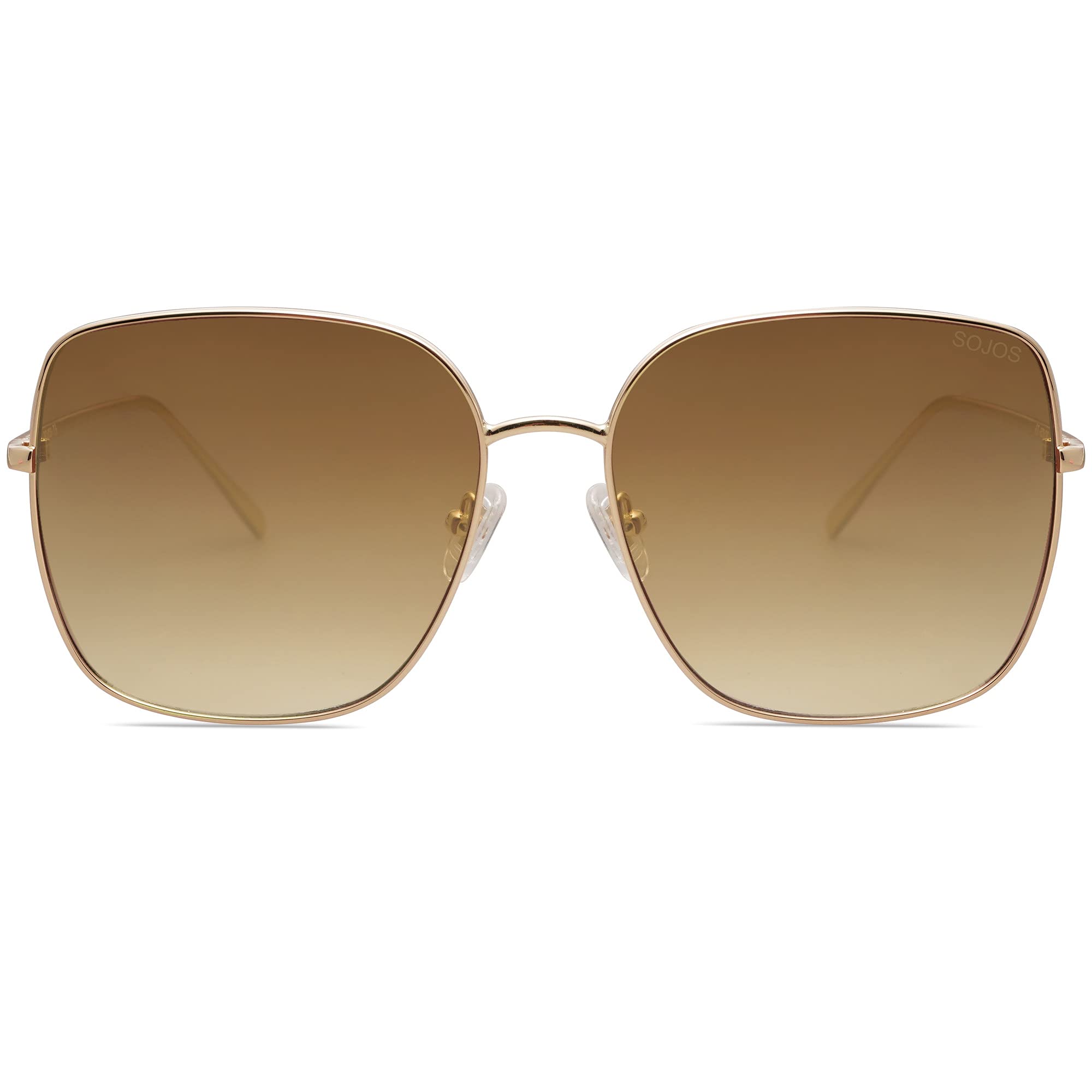 SOJOS Trendy Oversized Square Metal Frame Sunglasses for Women & Men - Retro Big Flat Lens UV400 Protection Unisex Shades (SJ1146) | Perfect for Driving, Beach, and Outdoor Activities