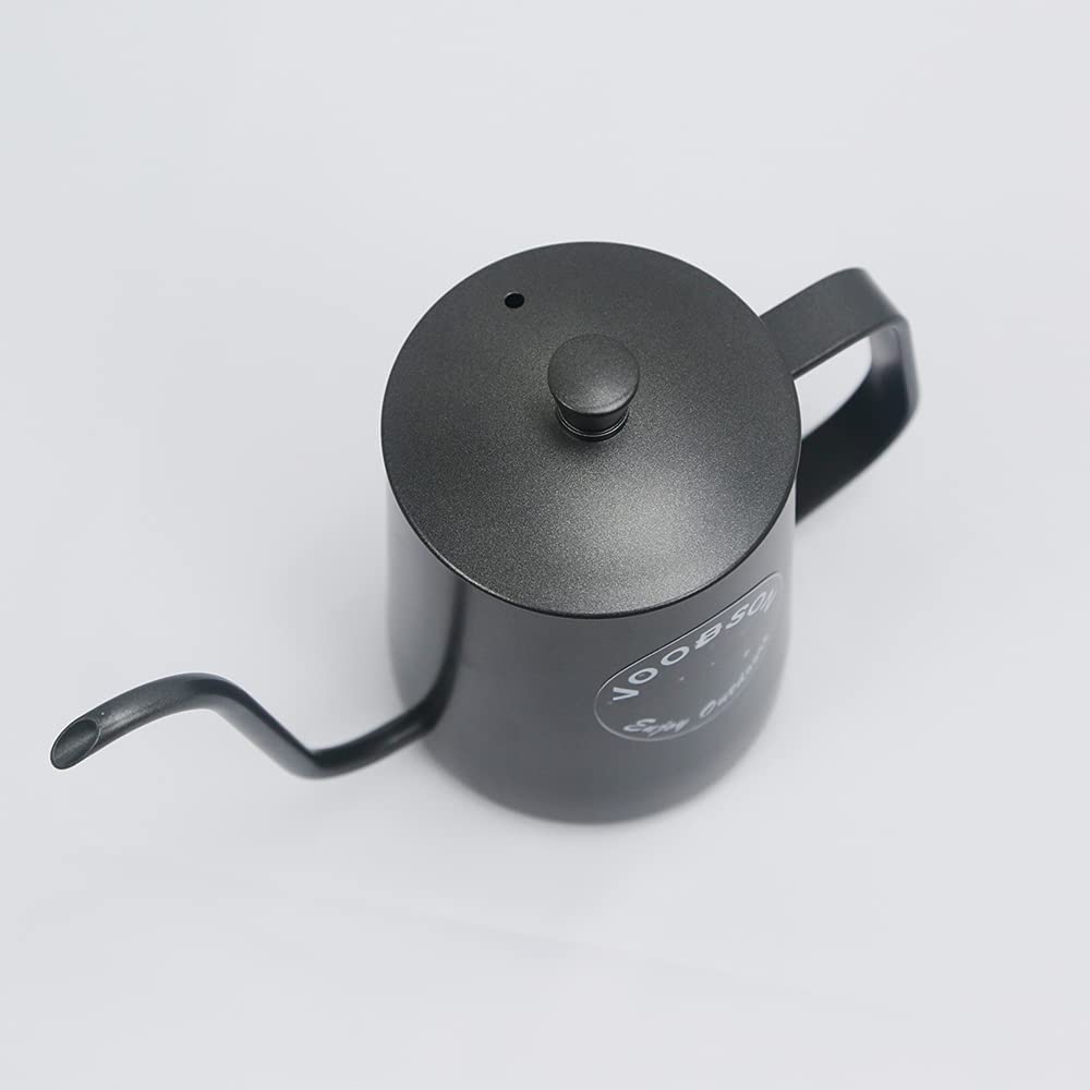 Premium Stainless Steel Gooseneck Pour Over Coffee Kettle - 350ml Stovetop Teapot for Precise Brewing, Ideal for Chemex, V60 & French Press - Perfect Home Barista Gift (Black)