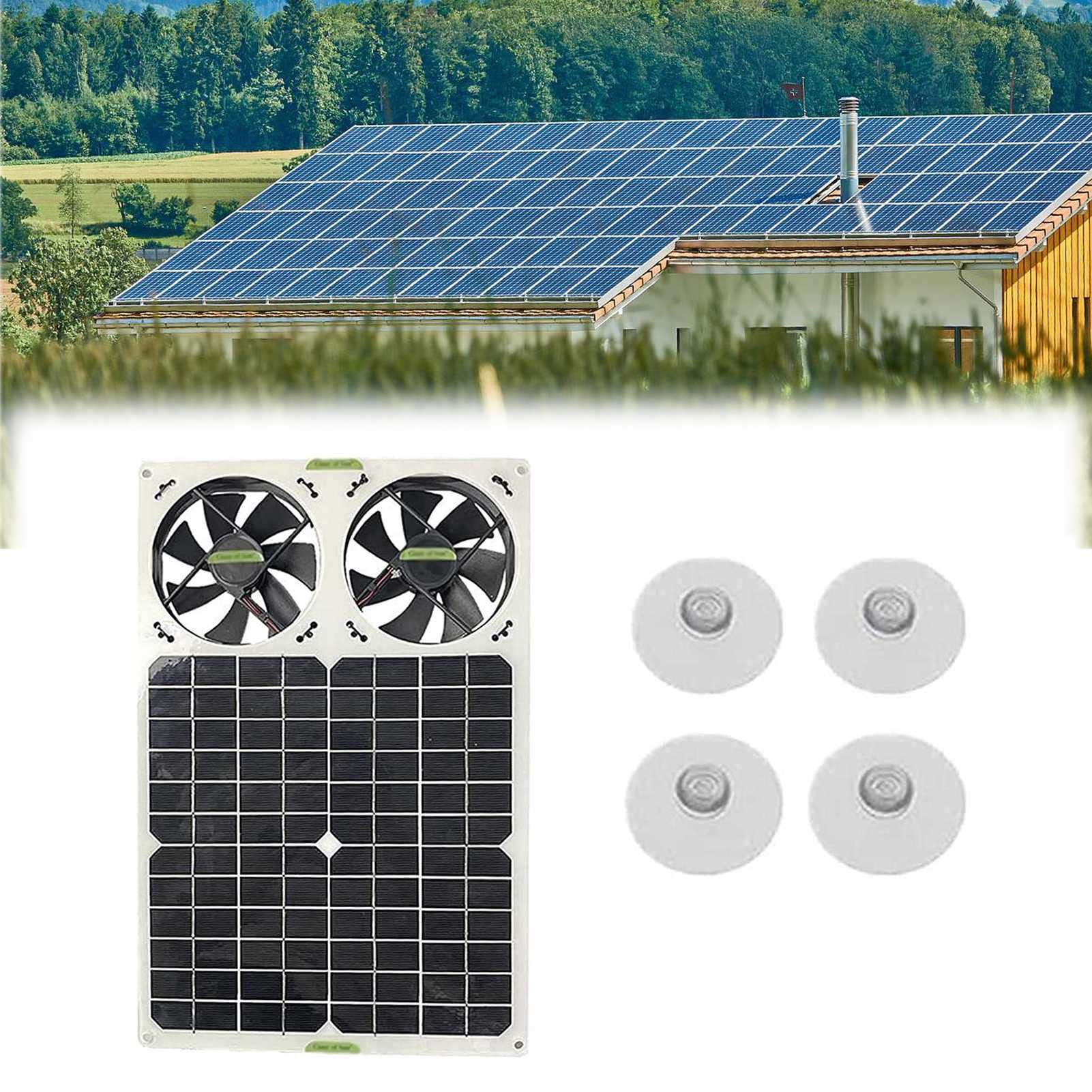 40W Solar Panel Fan Kit - Weatherproof & Waterproof Dual Exhaust Ventilator for Chicken Coops, Greenhouses, Sheds, Pet Houses - Perfect for Outdoor Cooling & Air Circulation