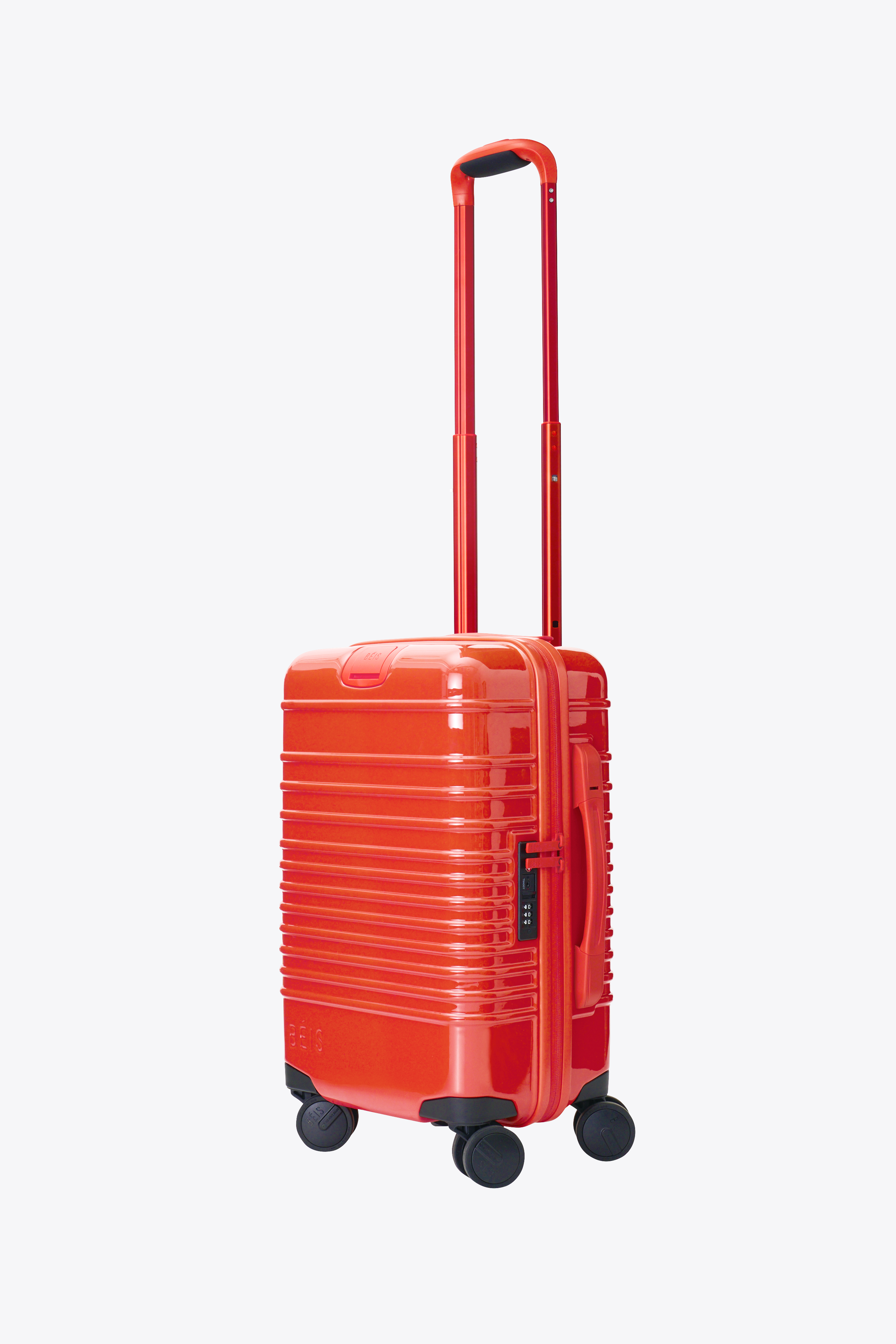 Compact Glossy Flame Carry-On Luggage with Spinner Wheels - Perfect for Air Travel, Business Trips & Weekend Getaways