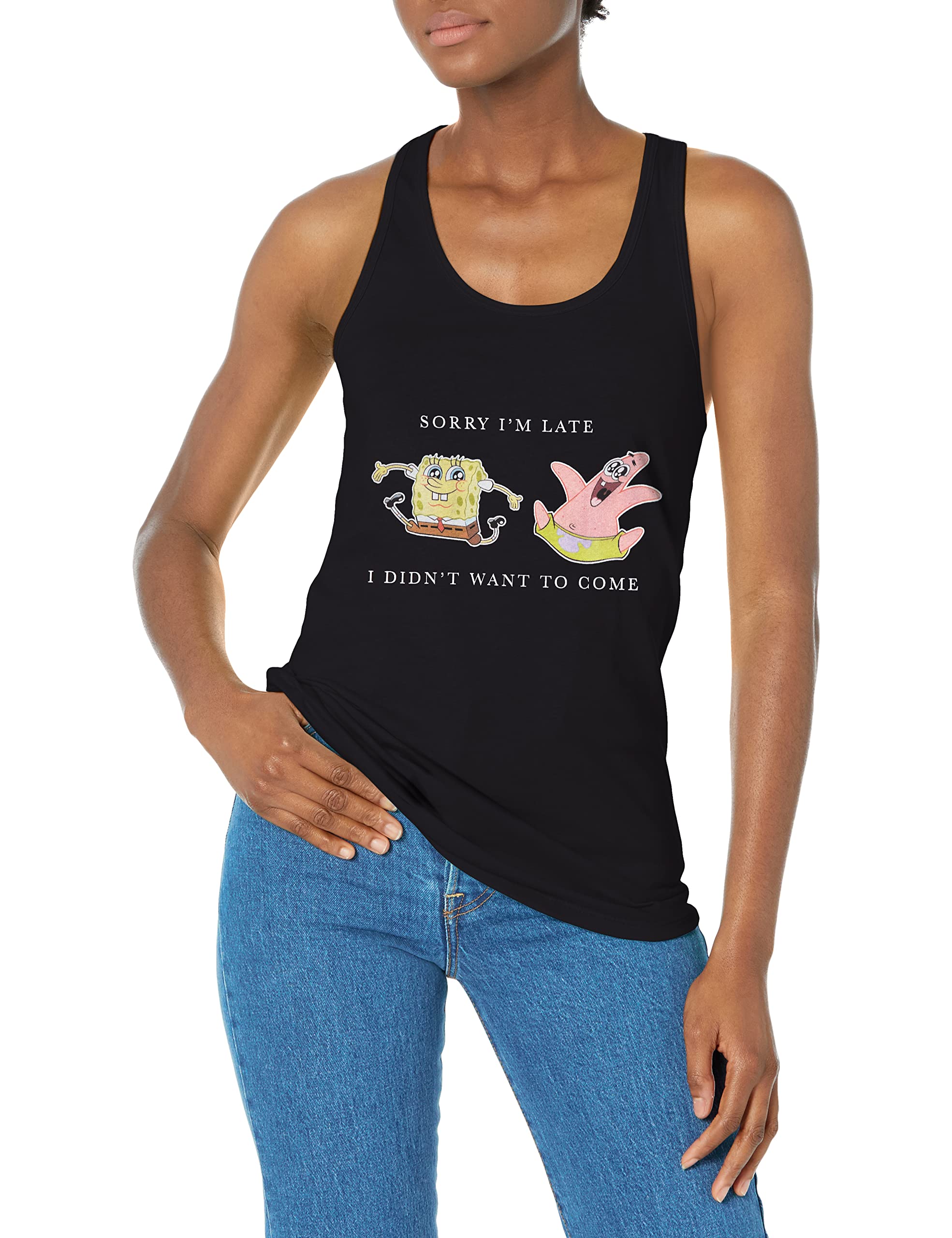 SpongeBob SquarePants Women's Racerback Tank Top - Nickelodeon Cartoon Graphic Tee for Casual Wear, Beach Outfits & Fun Summer Fashion