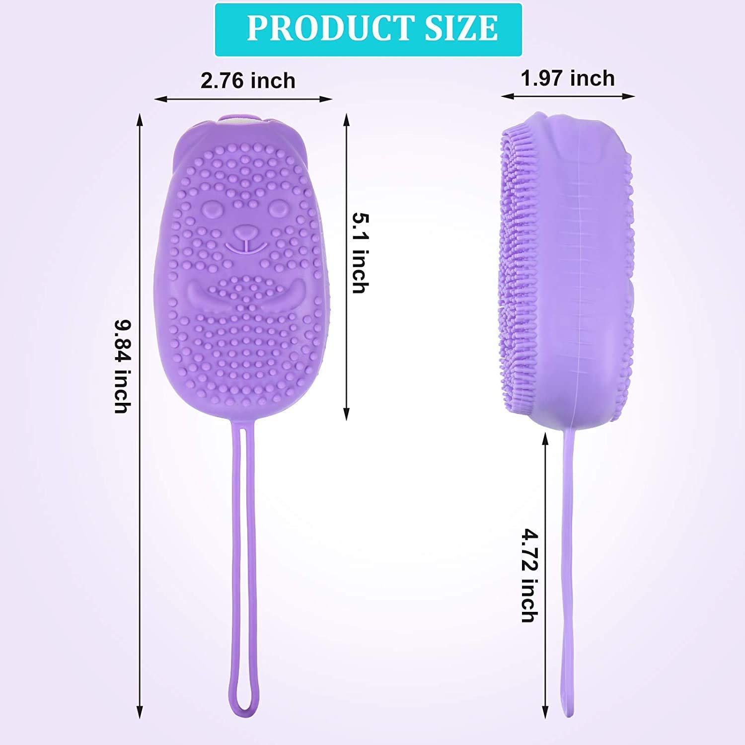 VRUNDAVAN CARE Silicone Bubble Bath Brush - Ultra Soft Exfoliating Body Scrubber for Shower, Spa & Massage - Pack of 2 Multicolor Brushes for Men & Women - Perfect for Sensitive Skin & Dry Brushing Routine