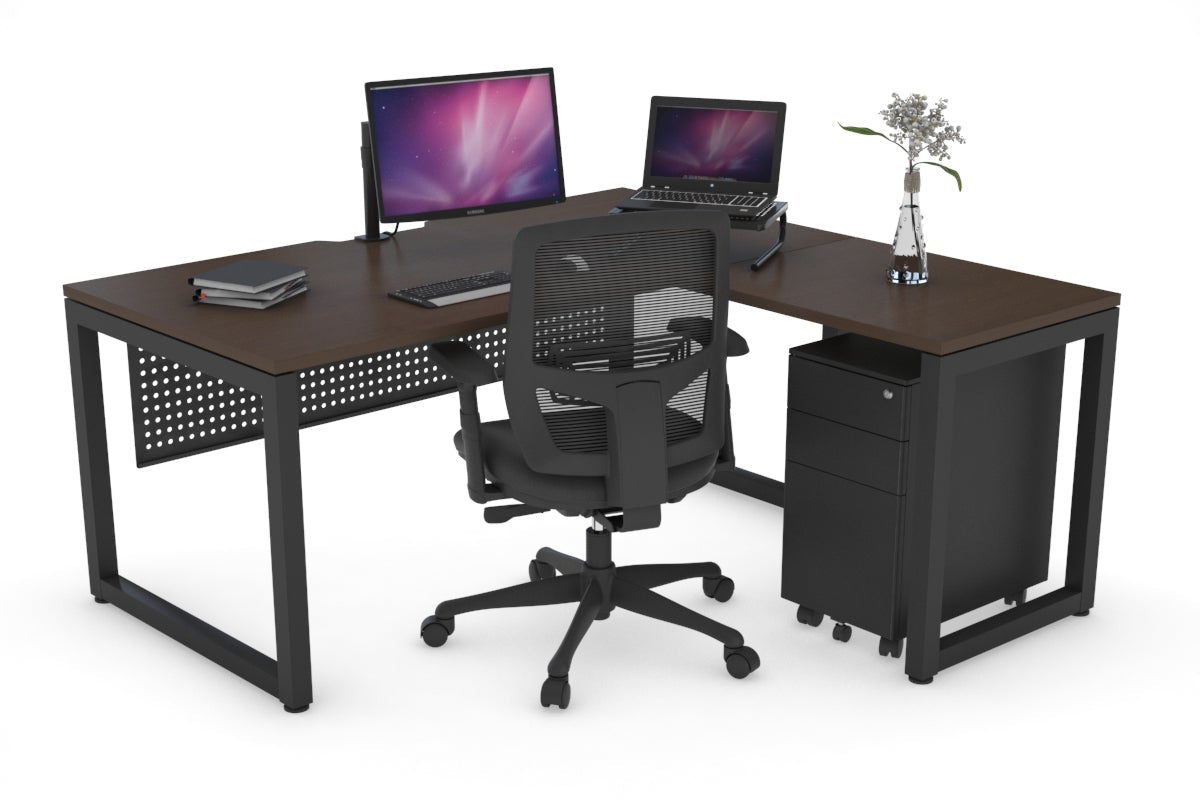 L-Shaped Corner Office Desk with Quadro Loop Legs - 1800L x 1800W, Cable Management Scallop - Perfect for Home Office, Gaming Setup & Workspace Organization