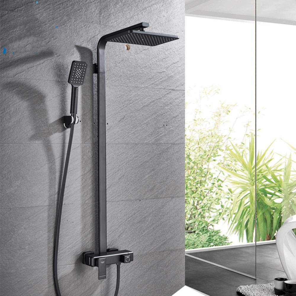 Premium Matte Black Brass Shower Mixer Faucet with Adjustable Shower Head - Modern Bathroom Fixture for Spa-Like Shower Experience