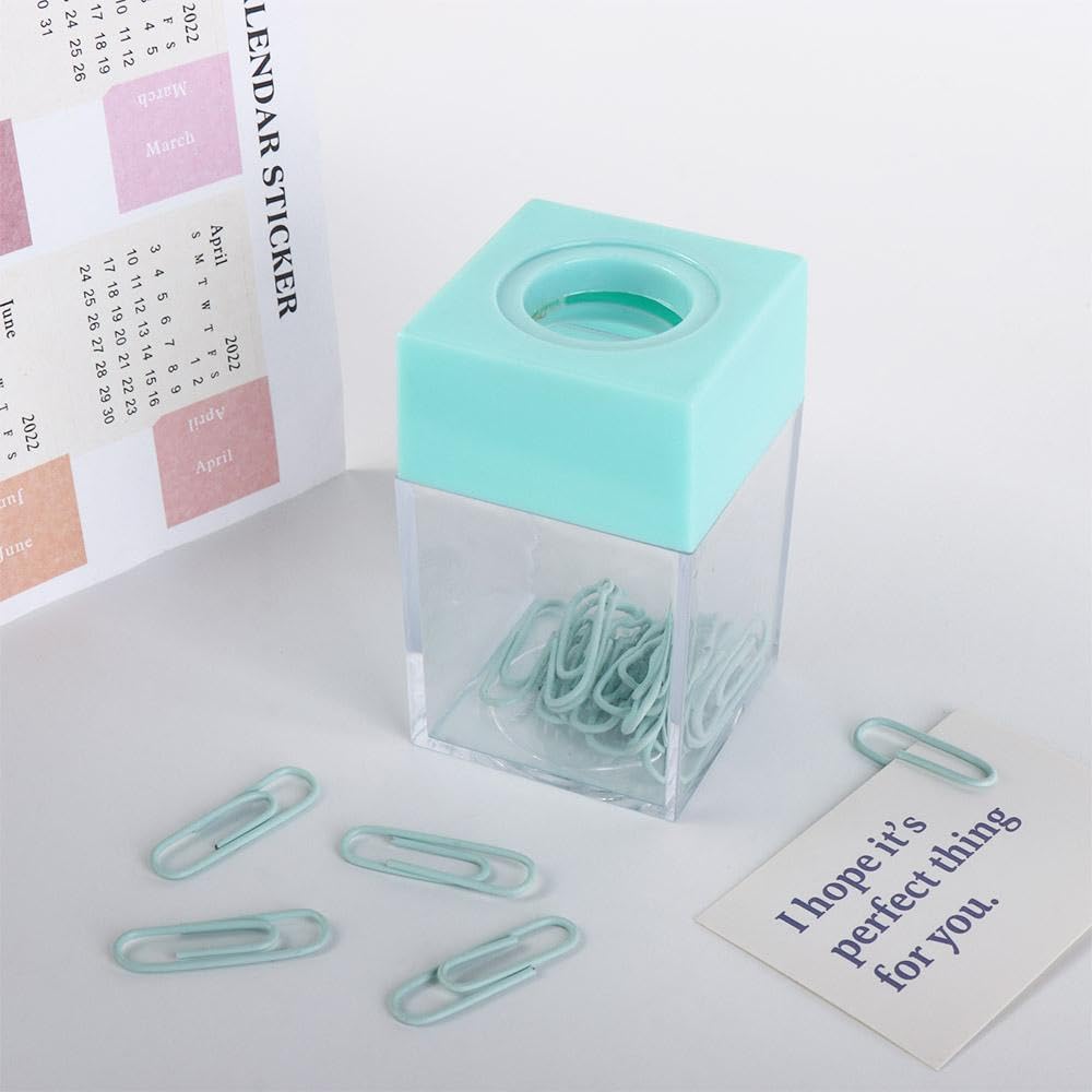 Magnetic Paper Clip Dispenser - Plastic Desktop Organizer, Portable Square Office Supplies Storage Box for Paper Clips (White, AM15SD0D0Q0US) | Perfect for Office Desk, Home Workspace & School Stationery Organization