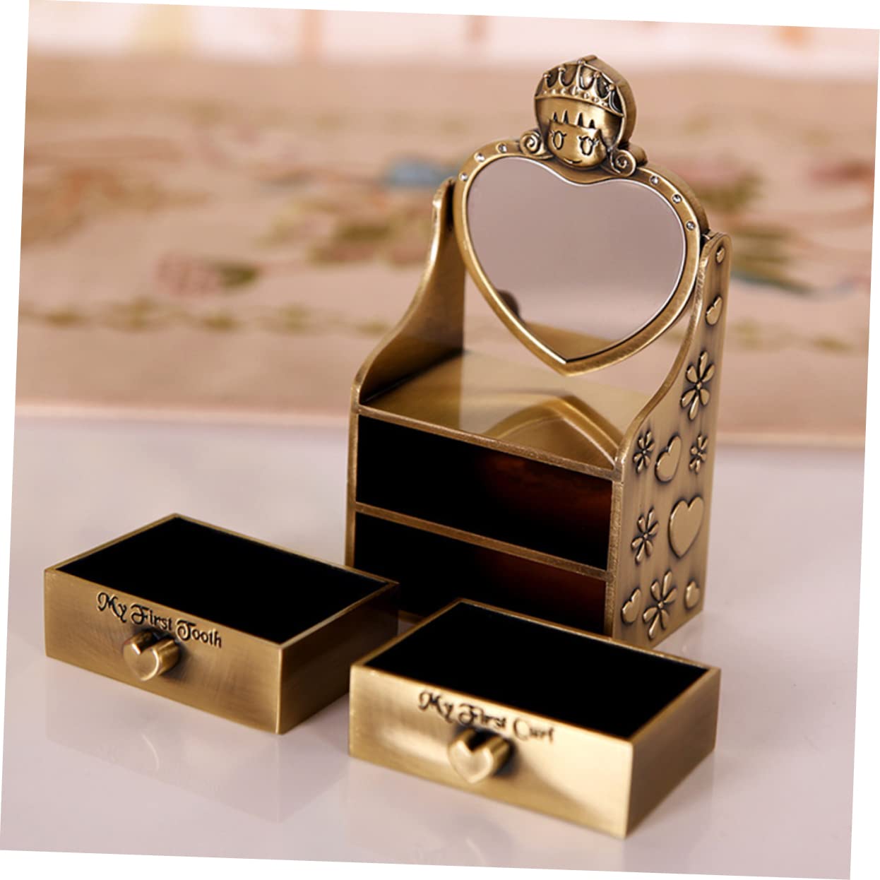 UPKOCH 2-Piece Keepsake Box for Baby Teeth - Premium Metal Tooth Storage Holder for Kids - Perfect for First Tooth, Memory Preservation & Special Milestones