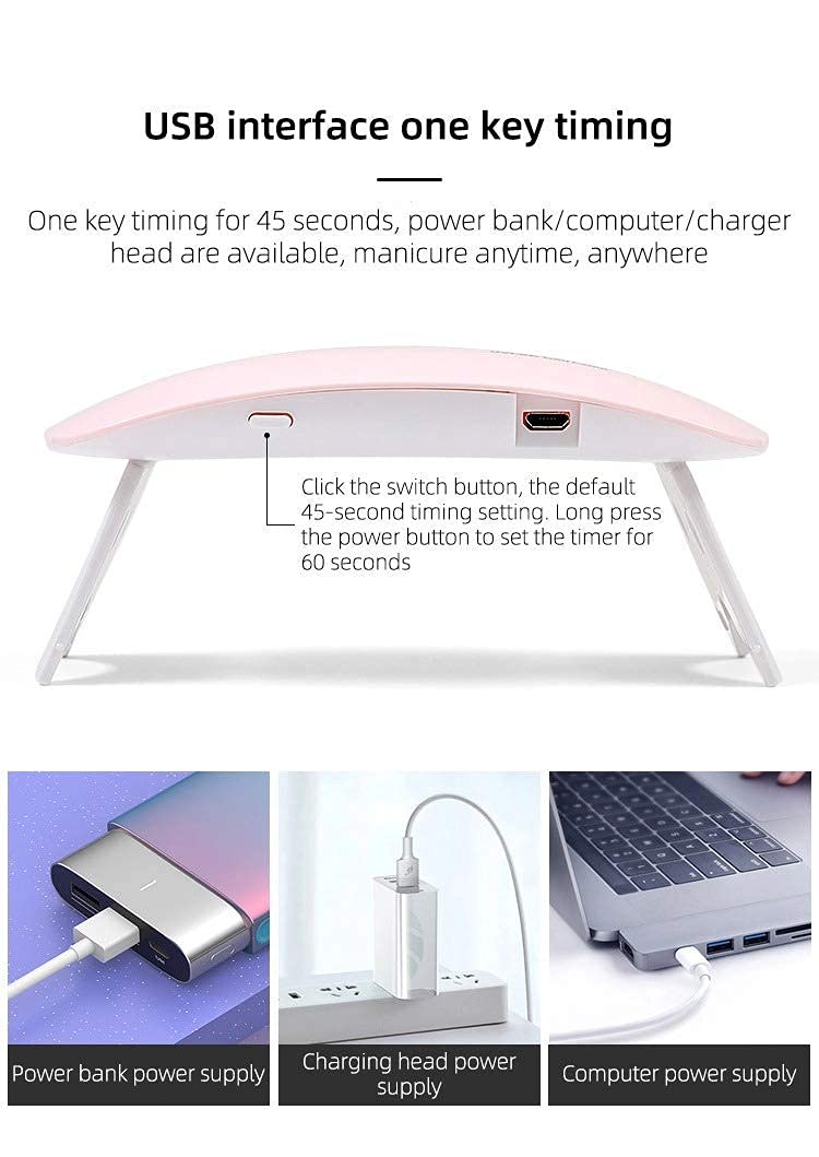 ROSEFINCH USB Nail Polish Dryer - LED UV Light for Fast Curing | Home & Salon Use