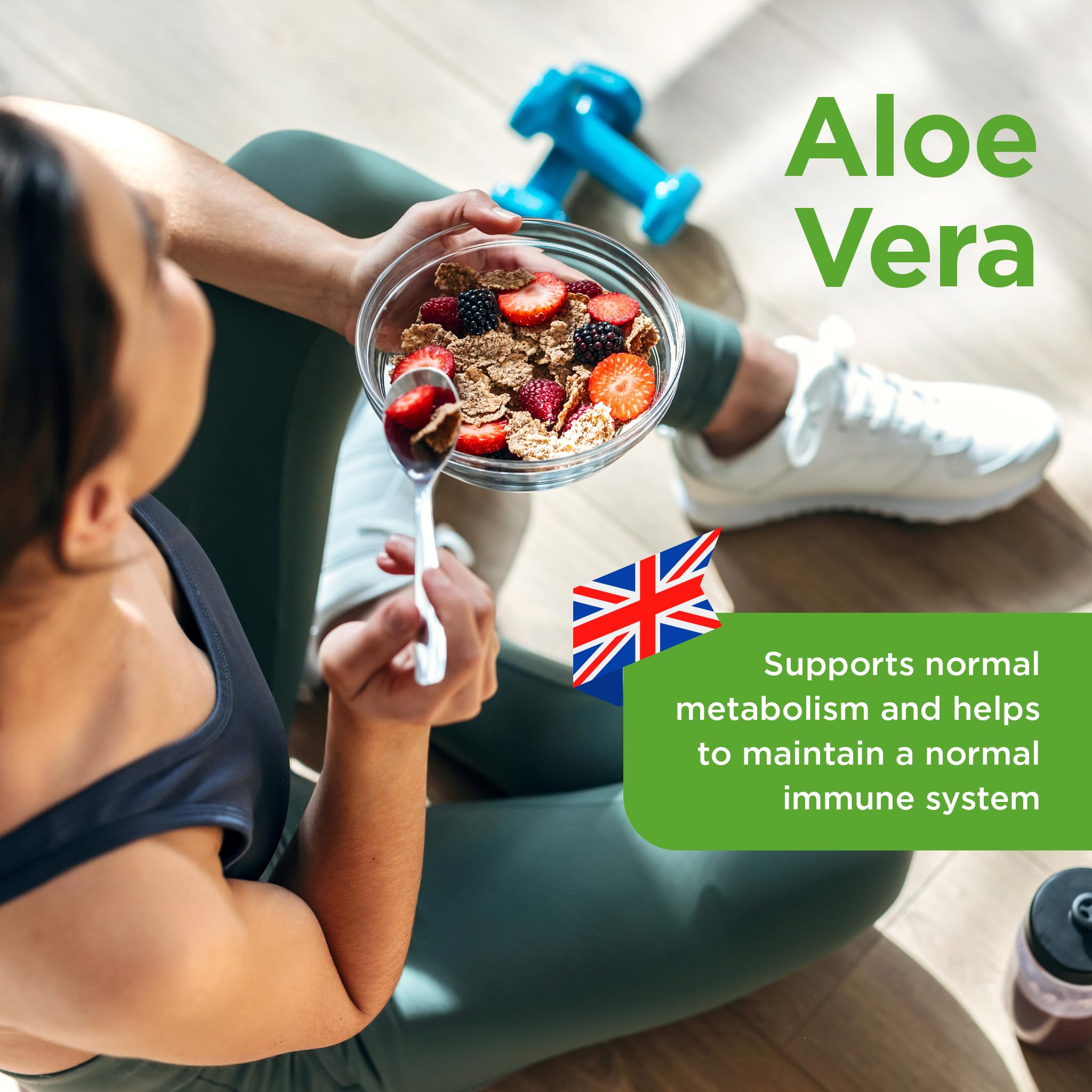 Healthspan Aloe Vera 10,000mg (180 Tablets) - Pure Aloe Vera Gel Supplement with B Vitamins for Metabolism & Immune Support | Vegan, Non-GMO | Perfect for Daily Wellness & Digestive Health