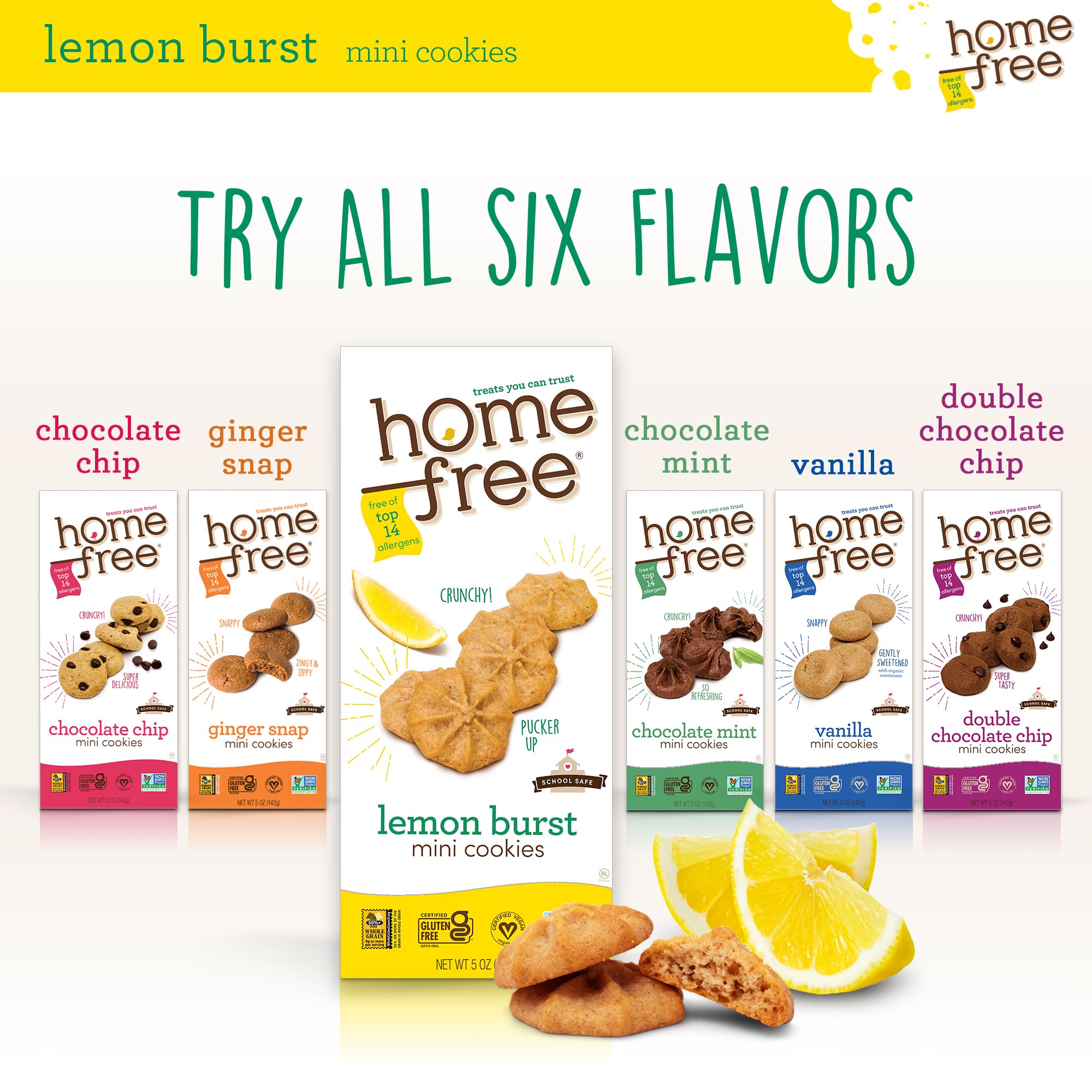 Gluten Free Vegan Lemon Cookies - Nut Free, Allergy Friendly Snacks for School & Travel - 5 Oz, Made in USA