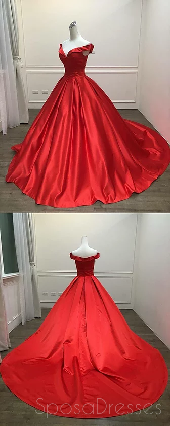 Elegant Off Shoulder Bright Red Long Evening Prom Dresses for Women | Custom Sweet 16 Party Gowns | Perfect for Homecoming, Formal Events & Special Occasions | Style 18515