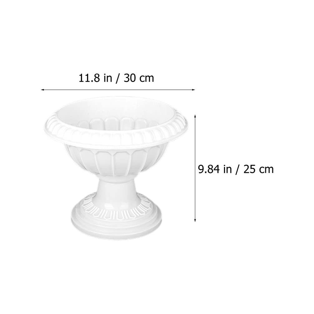 Yardwe 2-Pack White Grecian Urn Planters - Classic Plastic Flower Pots for Indoor & Outdoor Decor, Wedding Centerpieces, Garden, Patio, and Home Décor