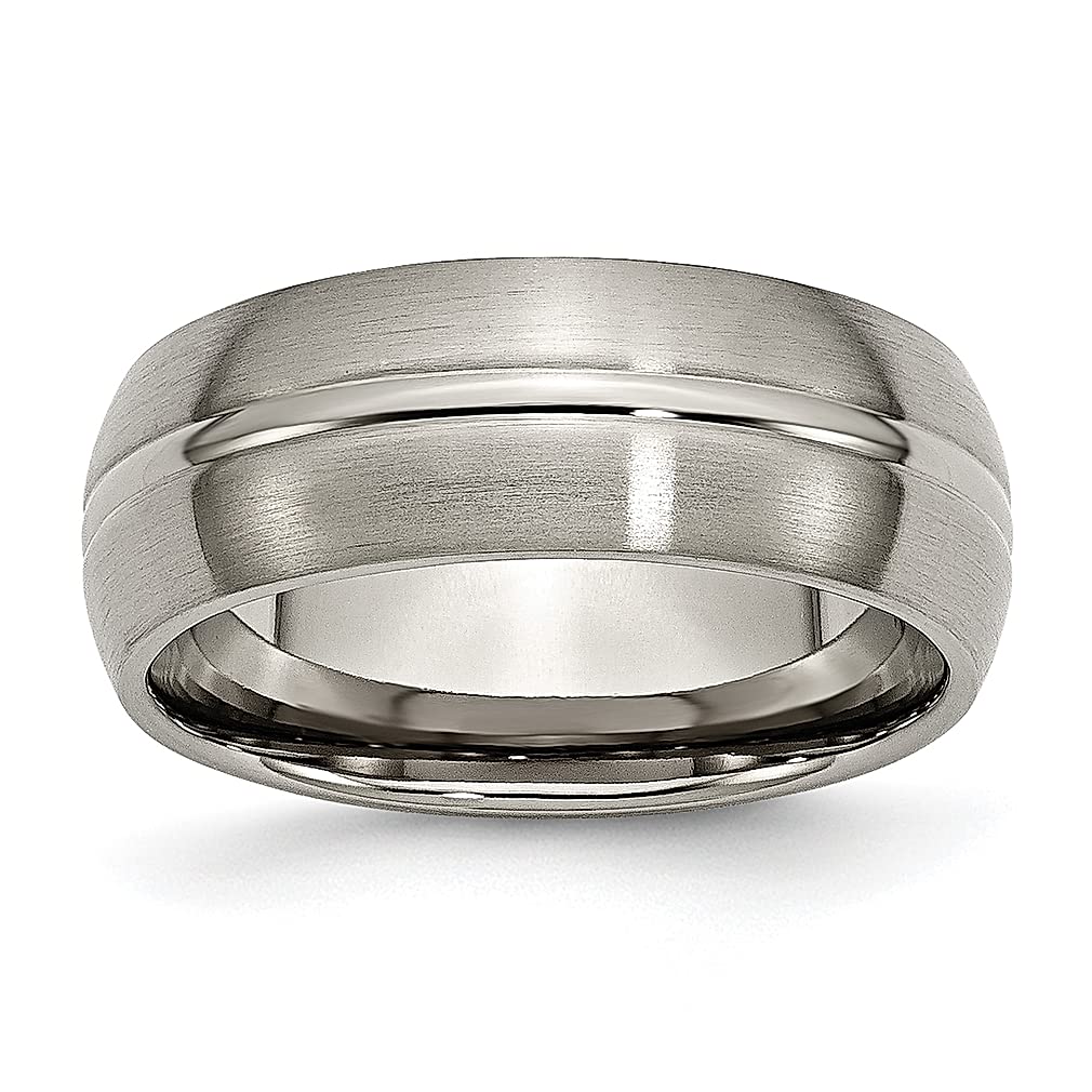 ICE CARATS 8mm Titanium Brushed Wedding Band for Women - Grooved Center Design, Durable & Hypoallergenic Ring - Perfect for Anniversaries, Engagements & Everyday Wear