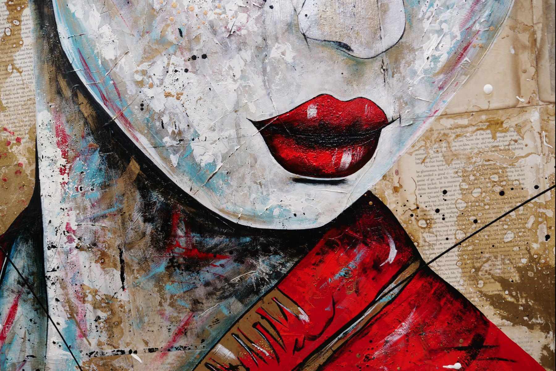 Cherry Kanji 140cm x 100cm Geisha Abstract Realism Canvas Art - Japanese Wall Decor for Living Room, Bedroom & Book Club