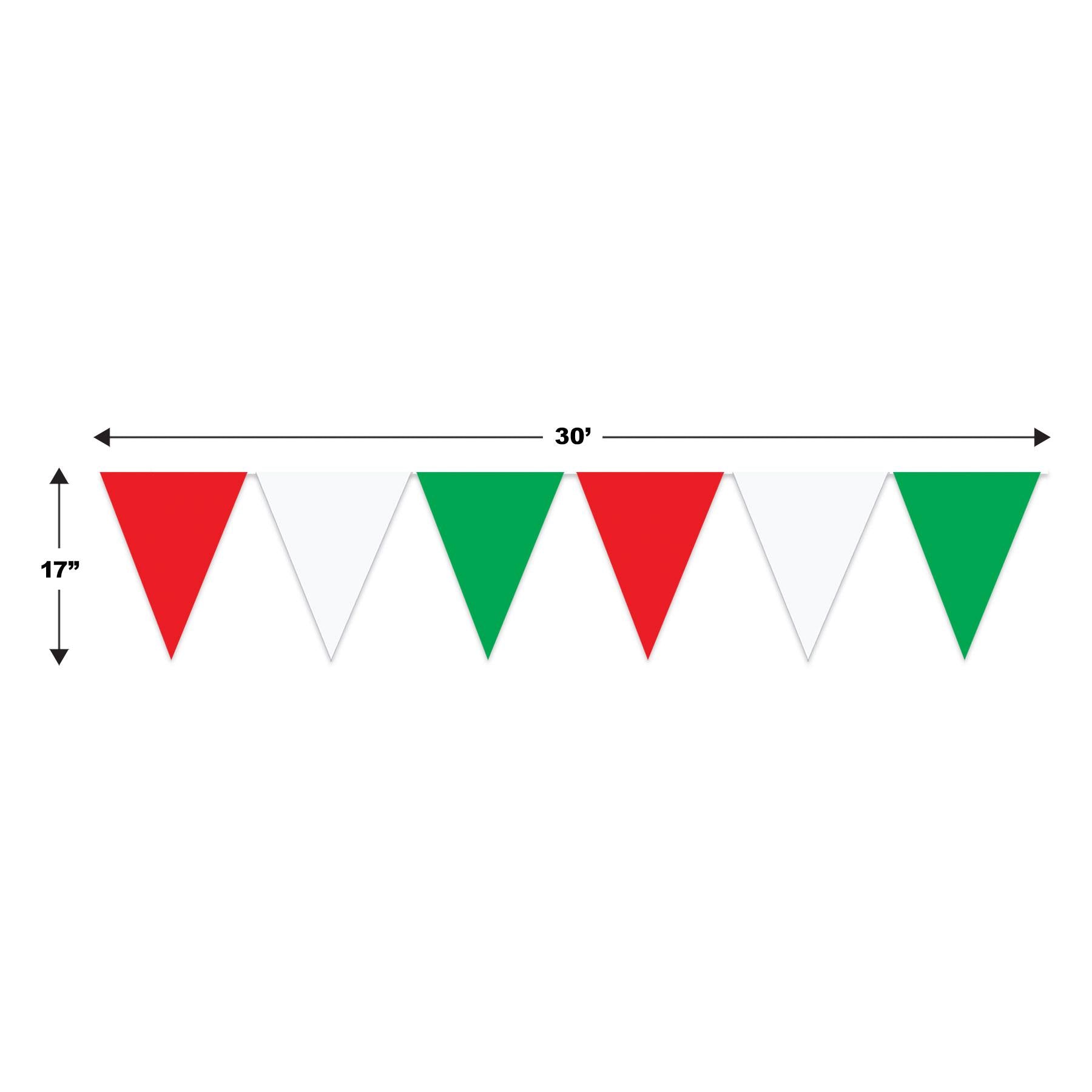 12 Pack Beistle 30 ft. Red White Green Party Pennant Banner - Perfect for Christmas, Birthday, Graduation & Holiday Decorations