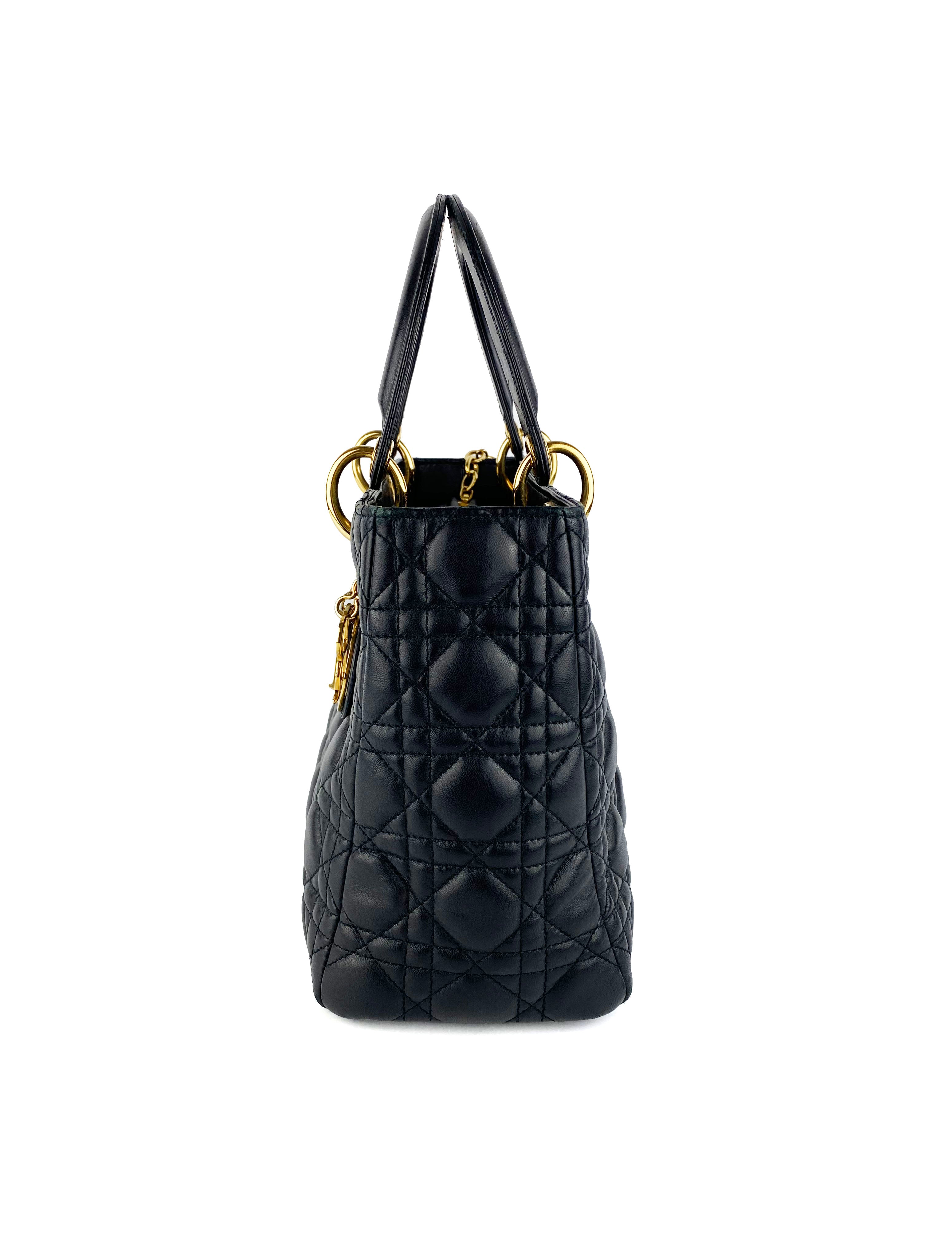 Dior Medium Lady Dior Handbag in Black | Luxury Leather Shoulder Bag for Women | Perfect for Work, Evening Events & Special Occasions