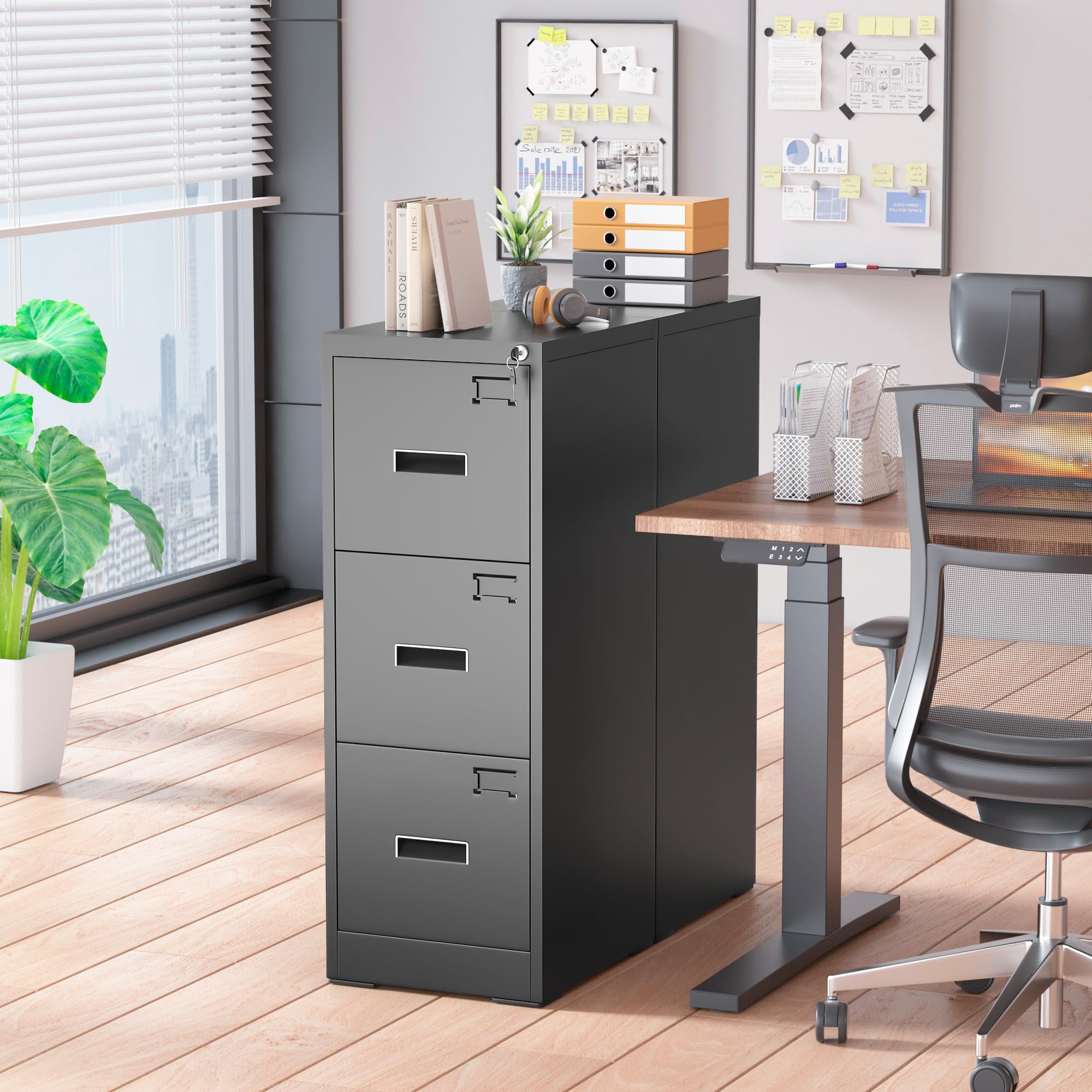 Greenvelly 3-Drawer Locking Metal File Cabinet - 18