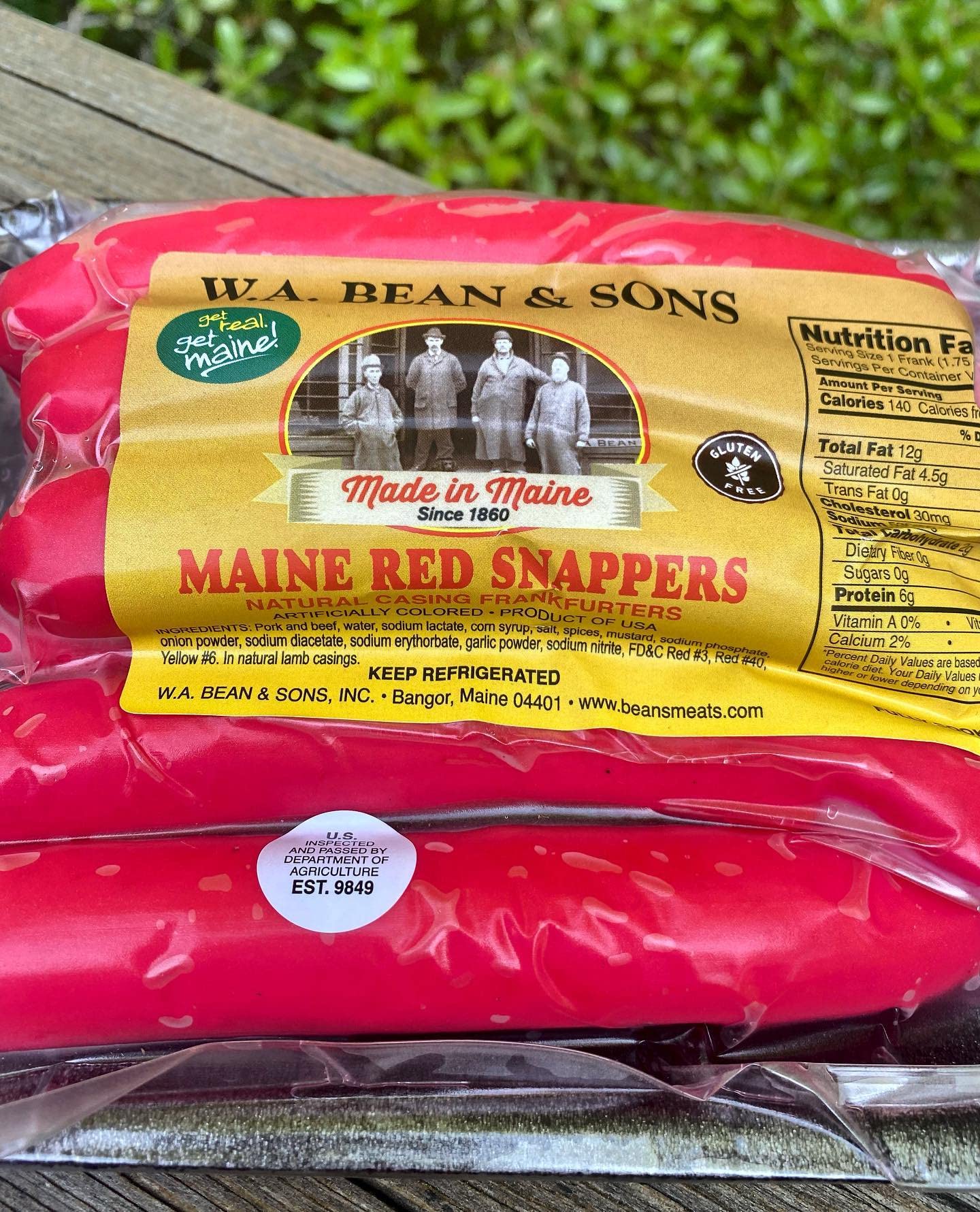 Maine Red Hot Dogs (2 Pack) - All Natural, Skinless Beef Franks - Perfect for BBQs, Picnics, and Family Gatherings