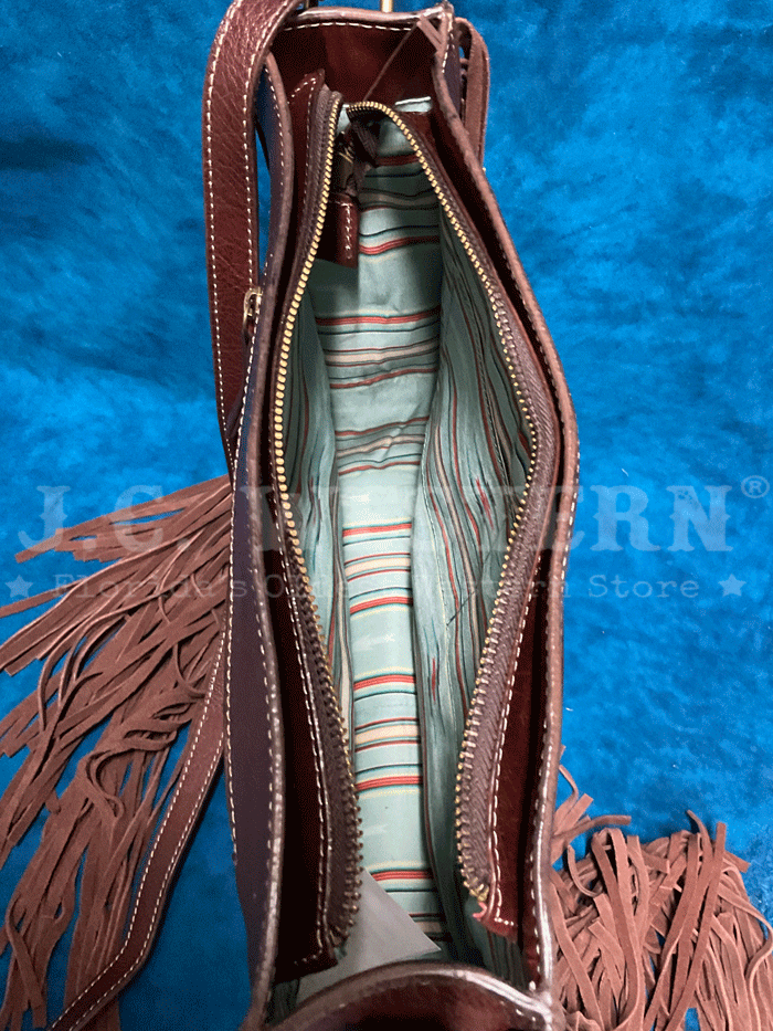 Ariat Women's Victoria Collection Messenger Bag - Brown Leather Crossbody Purse for Work, Travel & Everyday Use