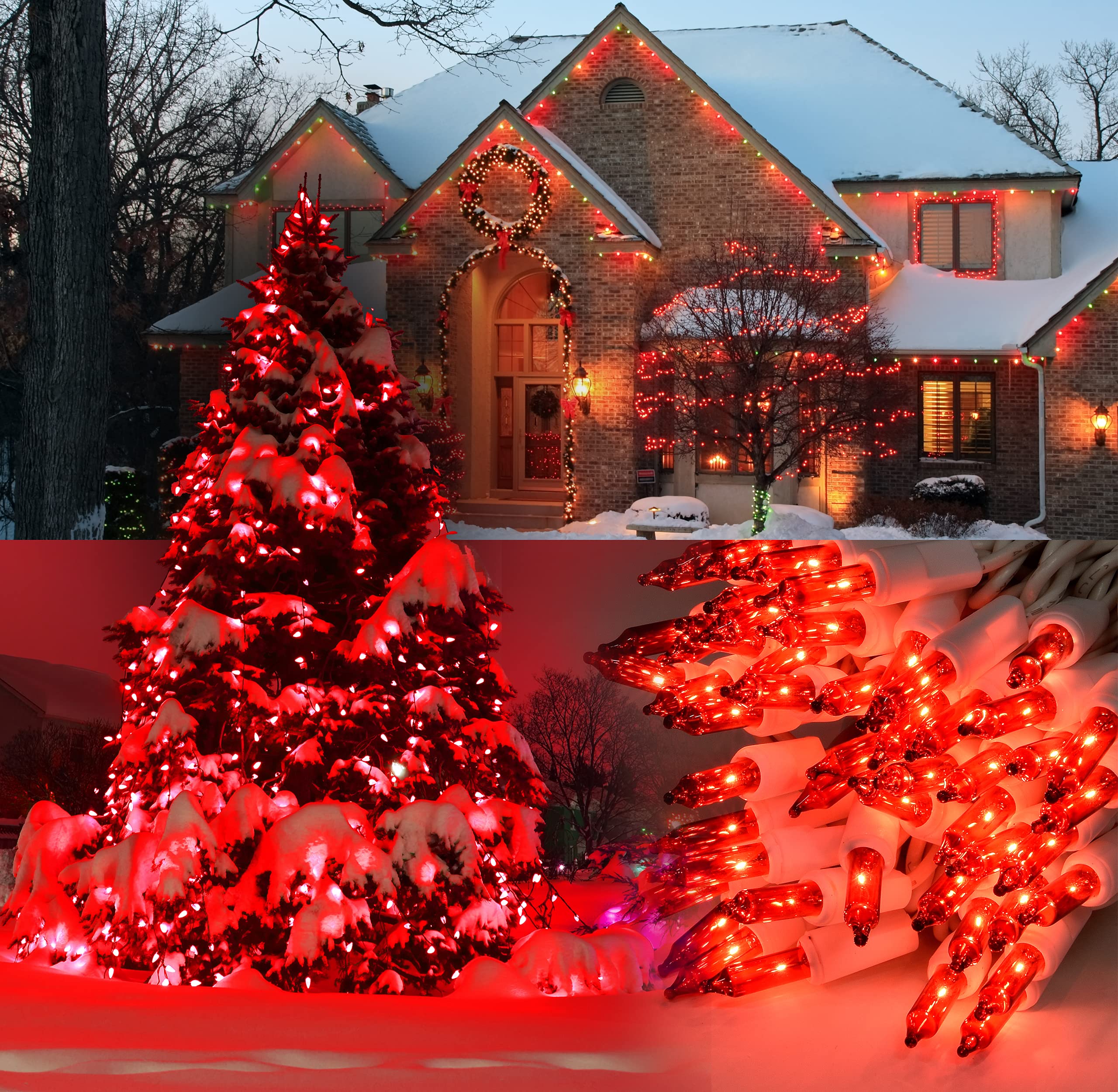 100 LED Red Christmas Lights with 20.6ft White Wire - Indoor/Outdoor Holiday String Lights for Xmas Tree, Wedding, Halloween, Valentine's Day Decorations (UL Certified) - Perfect for Home, Party, and Seasonal Celebrations