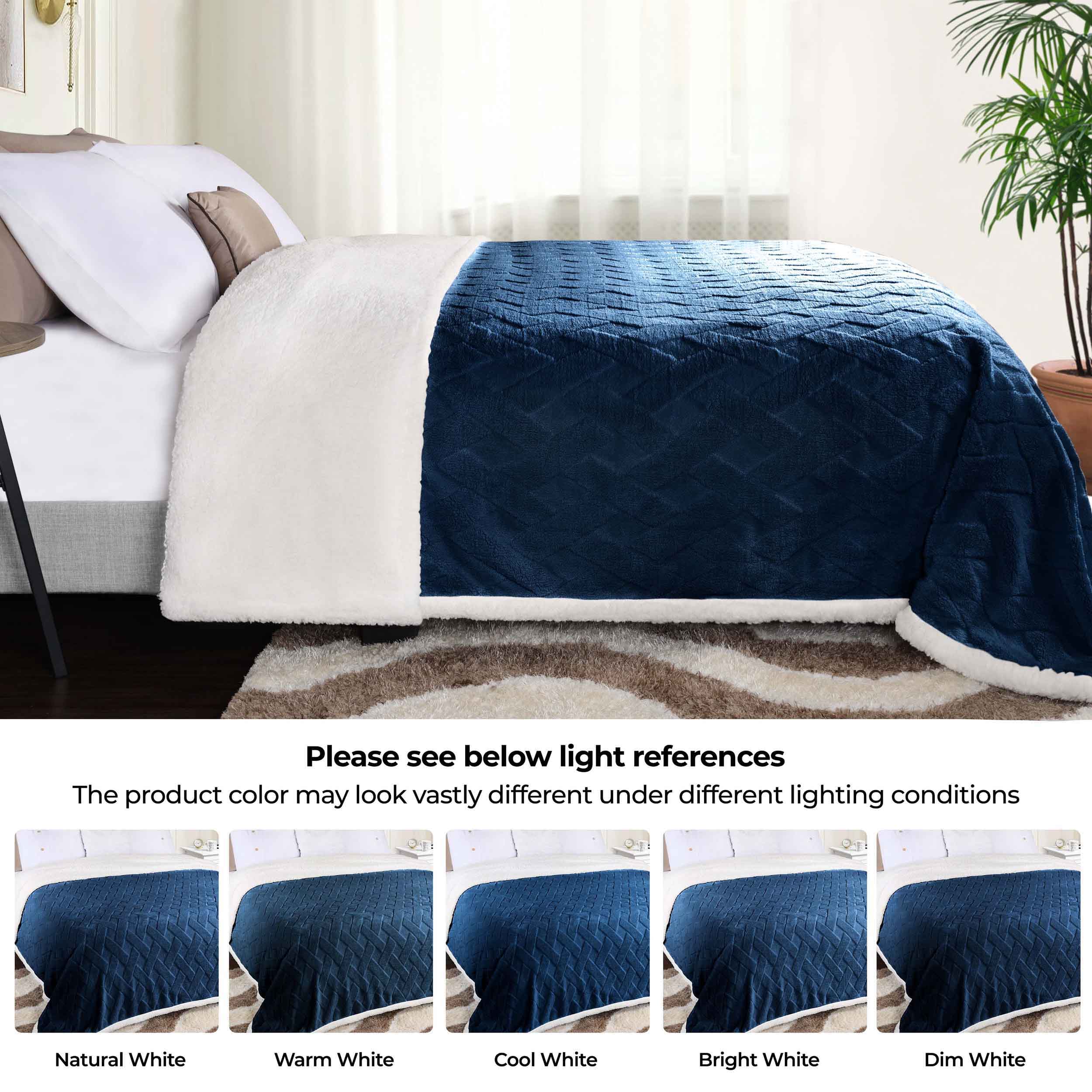 Nuuk Reversible Jacquard Lattice Plush Sherpa Fleece Blanket - Ultra Soft & Warm Winter Throw for Couch, Bed & Travel - Cozy Home Decor Gift for Christmas & Cold Weather