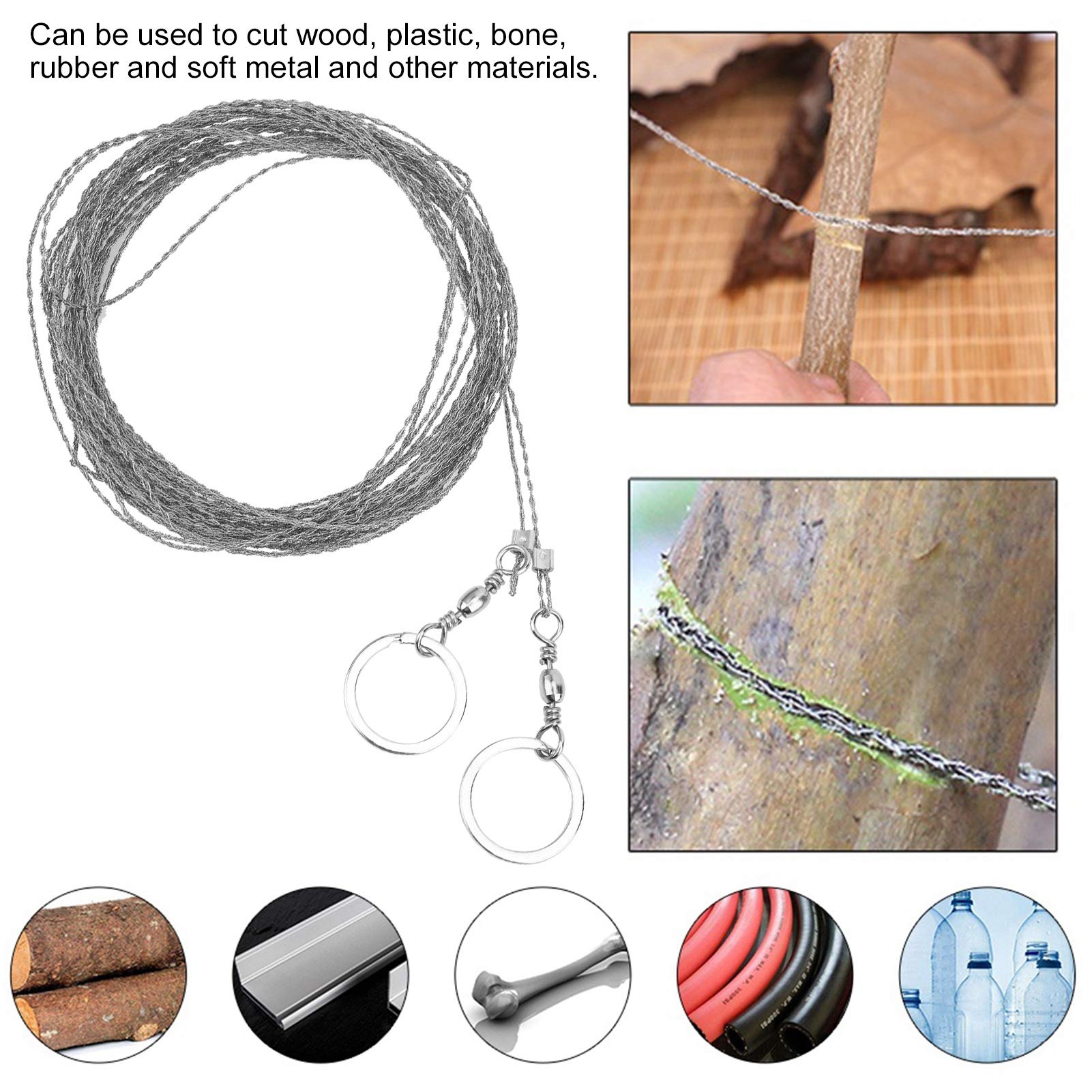 Portable 10m Steel Wire Saw for Trees - Outdoor Survival Cable Saw, Universal Stainless Steel Fret Saw | Perfect for Camping, Hiking, Emergency Situations & Wilderness Survival